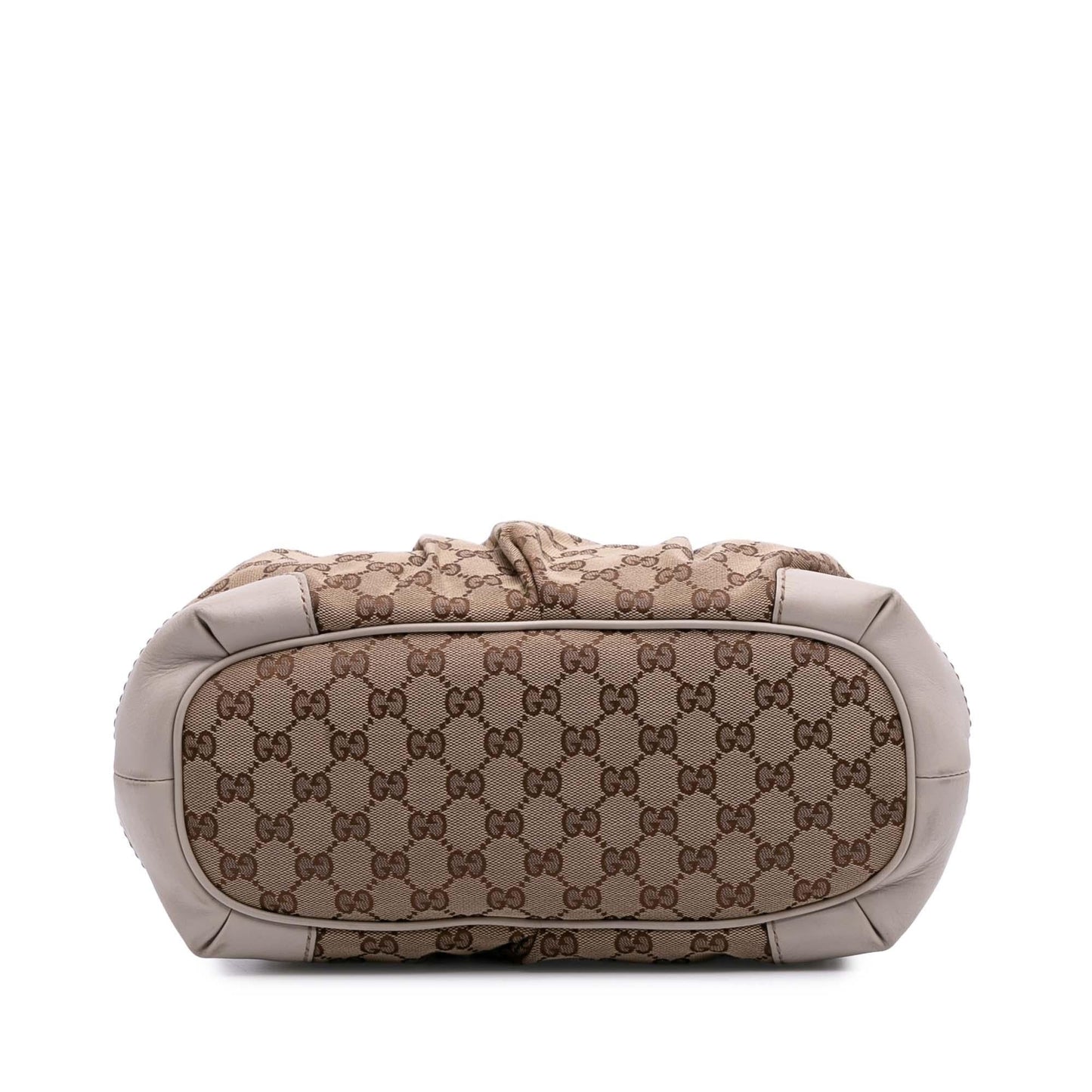 Gucci GG Sukey Canvas Calf White Brown Satchel Bag