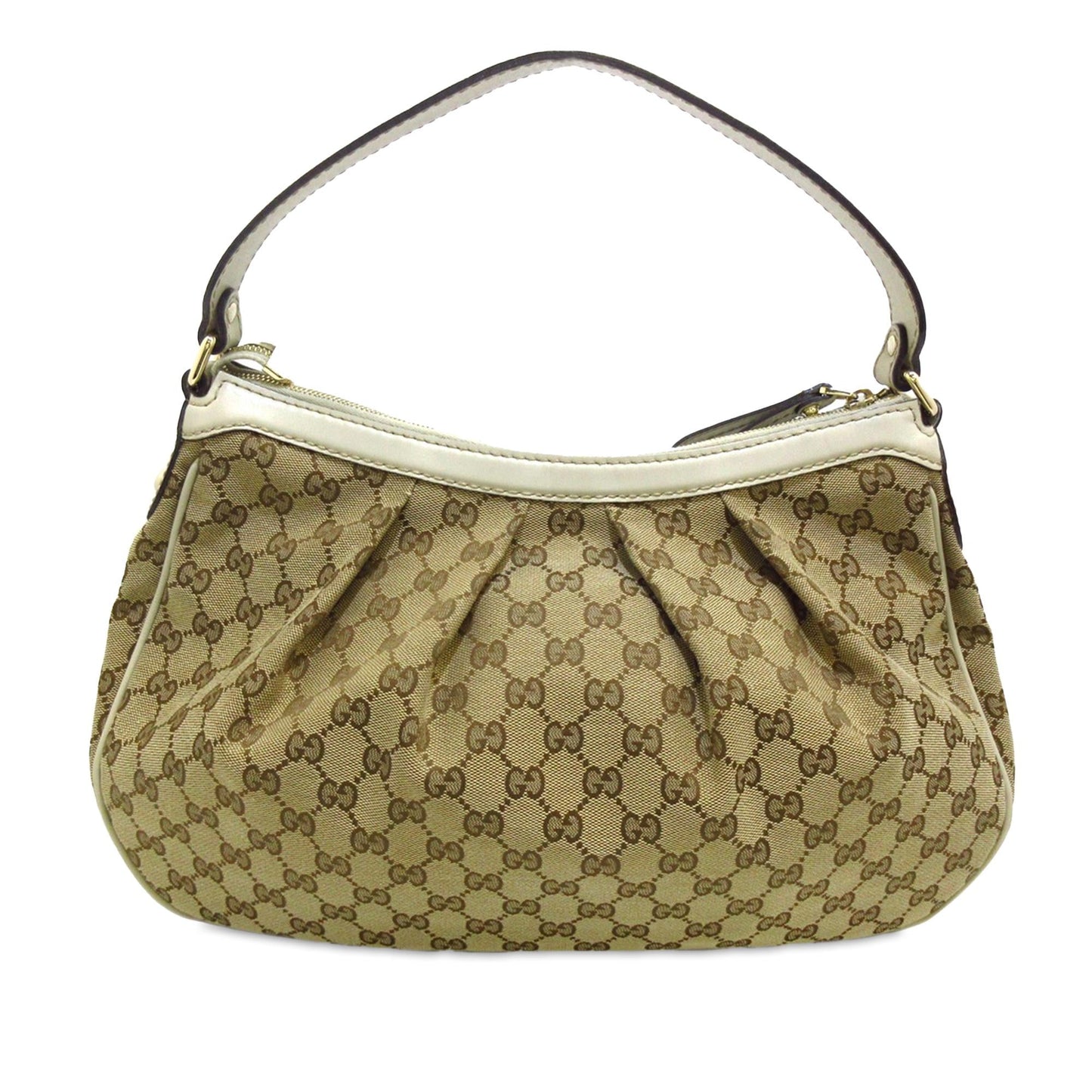 Gucci GG Sukey SHG-BEWwh3 Canvas Calf White Brown Shoulder Bag