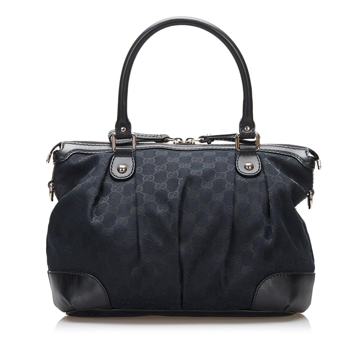 Gucci GG Sukey SHG Canvas Calf Black Satchel Bag
