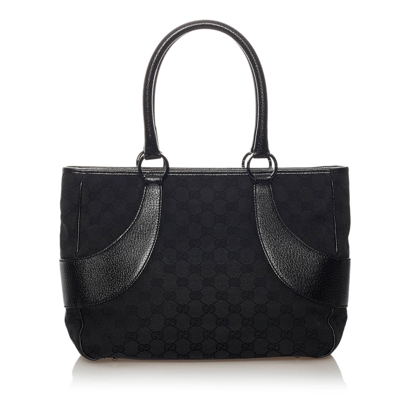 Gucci GG SHG Canvas Calf Black Tote Bag Bag Shg