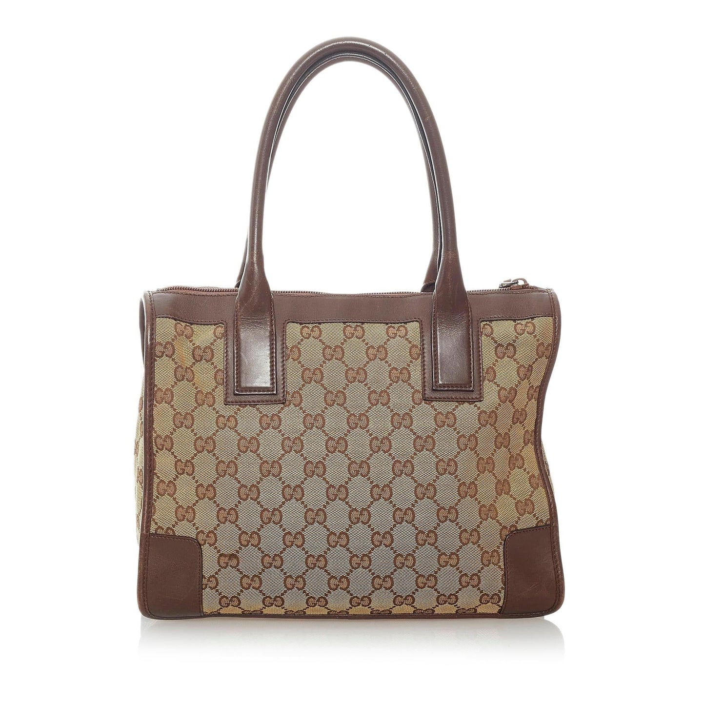 Gucci GG SHG Canvas Calf Brown Tote Bag 14