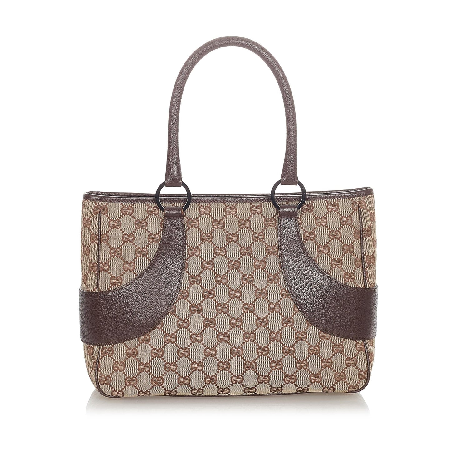 Gucci GG SHG Canvas Calf Brown Tote Bag 6