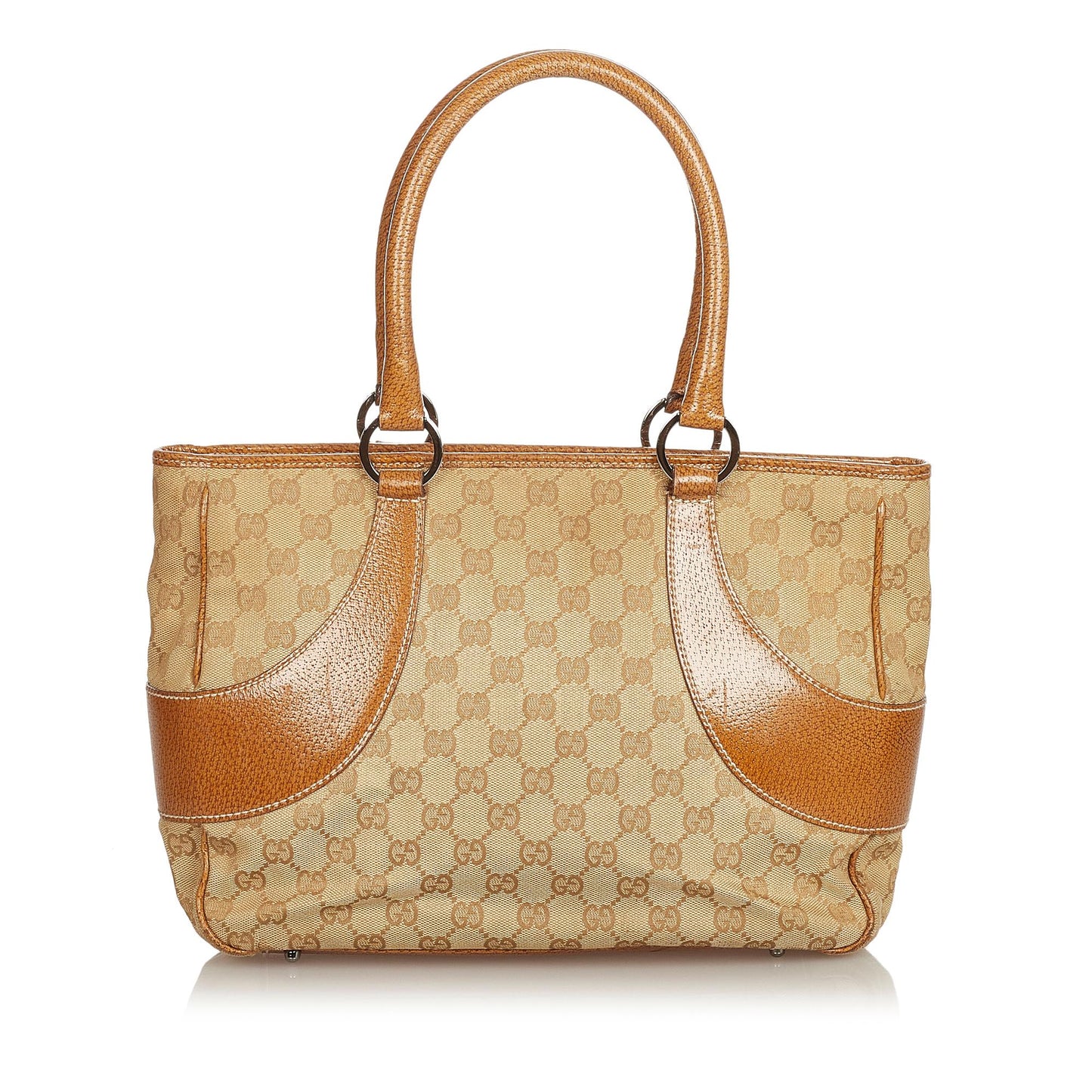 Gucci GG SHG Canvas Calf Brown Tote Bag 12