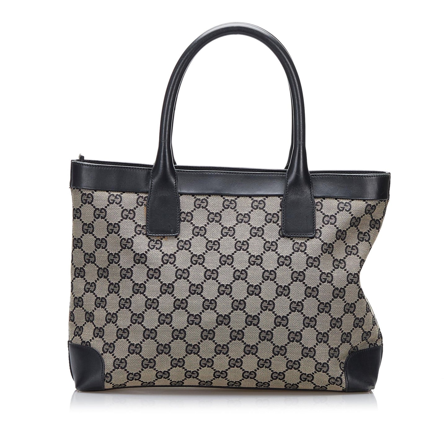 Gucci GG SHG-ZOnJV1 Canvas Calf Black Brown Tote Bag
