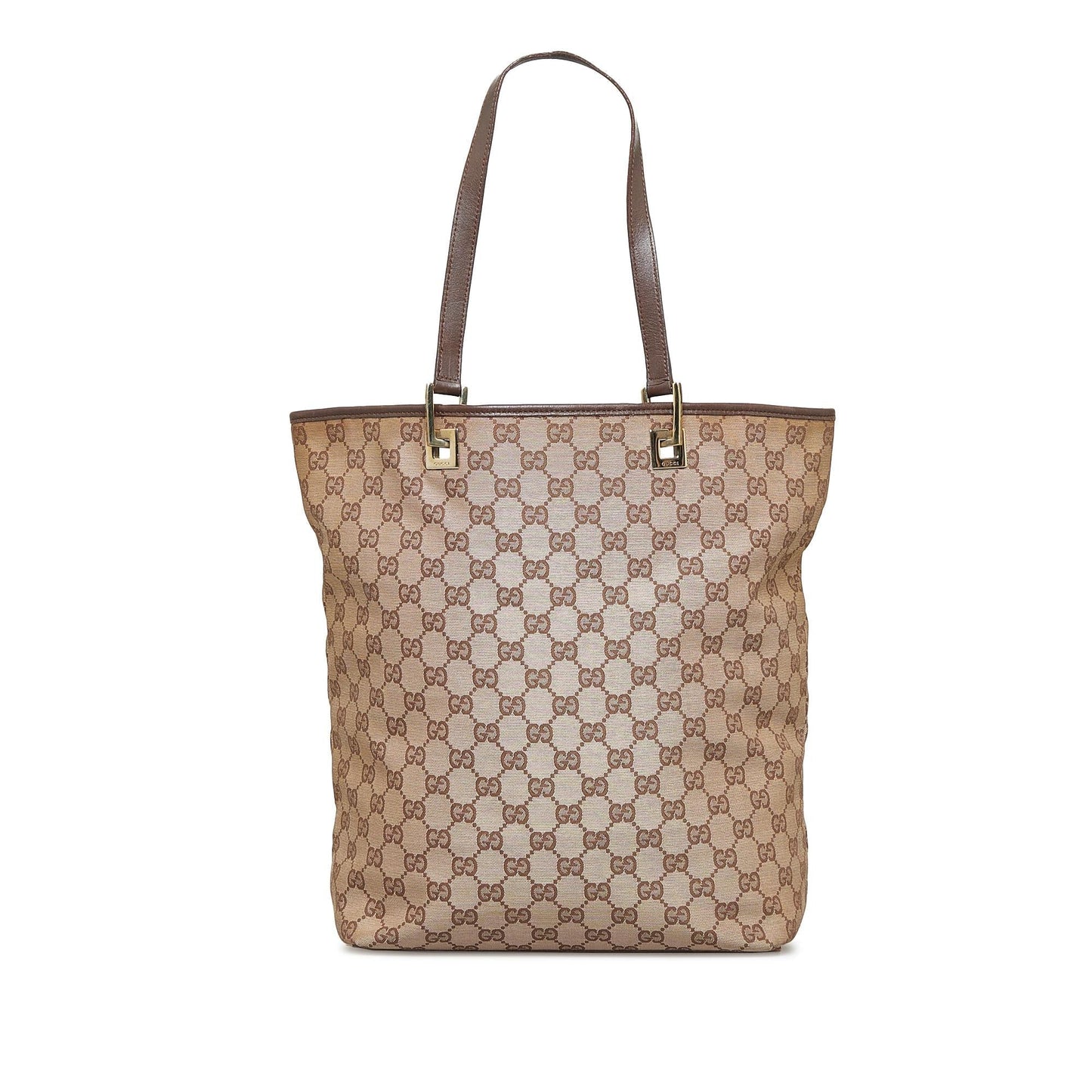 Gucci GG SHG-7vYH01 Canvas Calf Brown Tote Bag