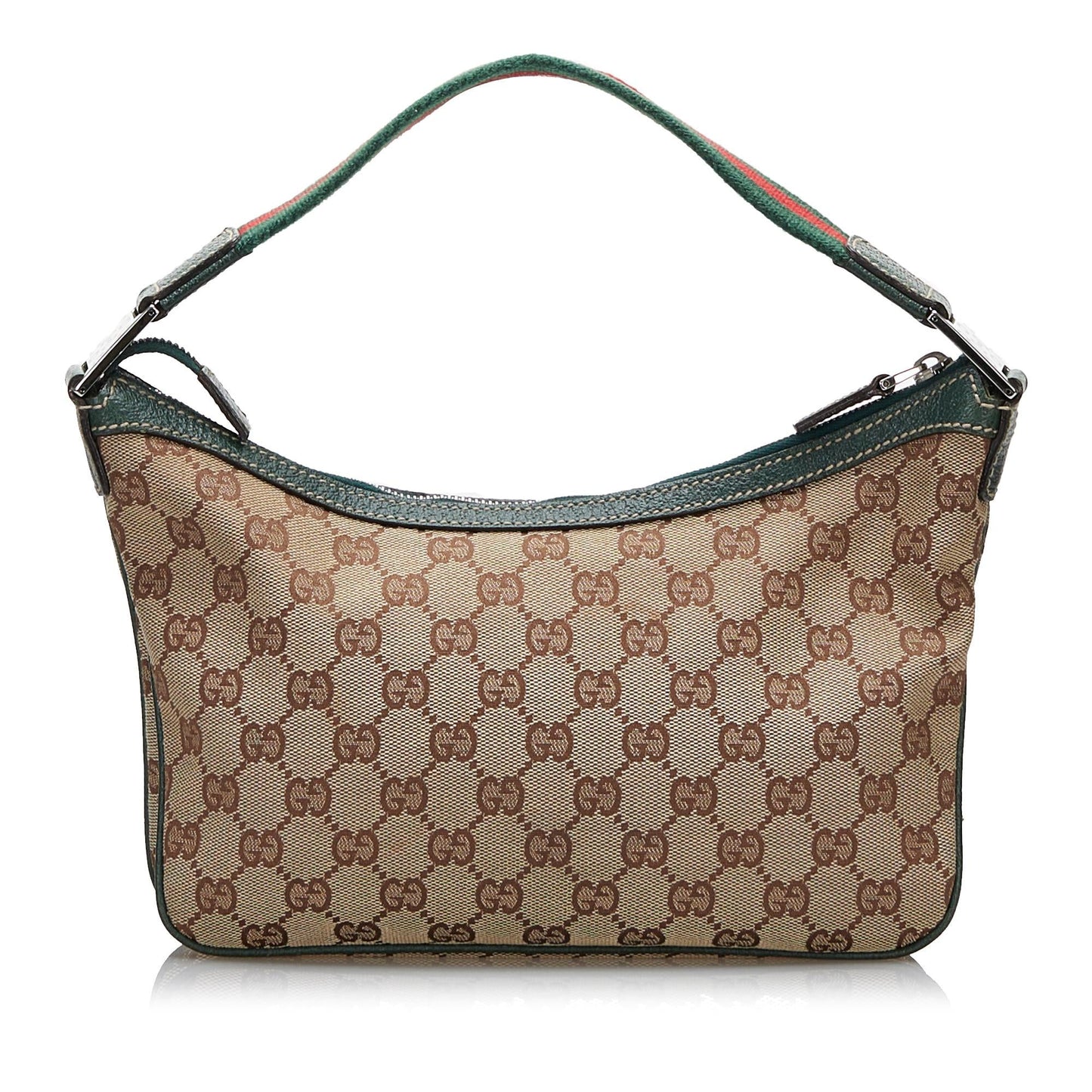 Gucci GG Web Baguette SHG-zCaOiu Canvas Brown Handbag