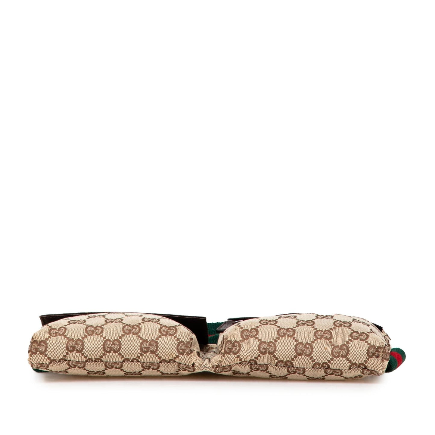 Gucci GG Web Double Pocket Belt Canvas Calf Brown Accessory Shg O3Rva1