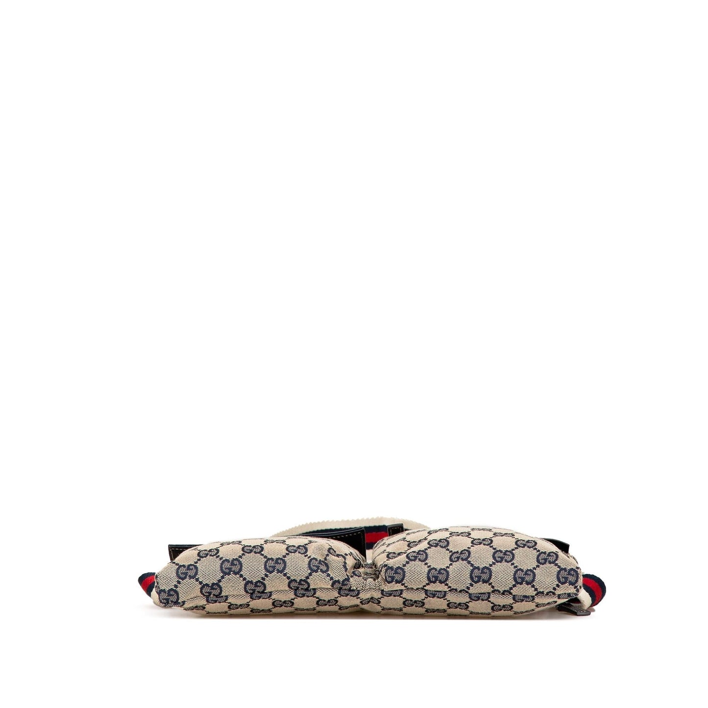 Gucci GG Web Double Pocket Belt Canvas Calf Brown Accessory Belt Bag