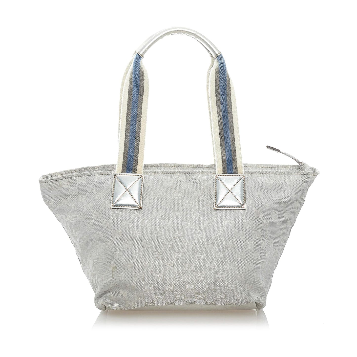 Gucci GG Web SHG Canvas Calf Silver Satchel Bag 3
