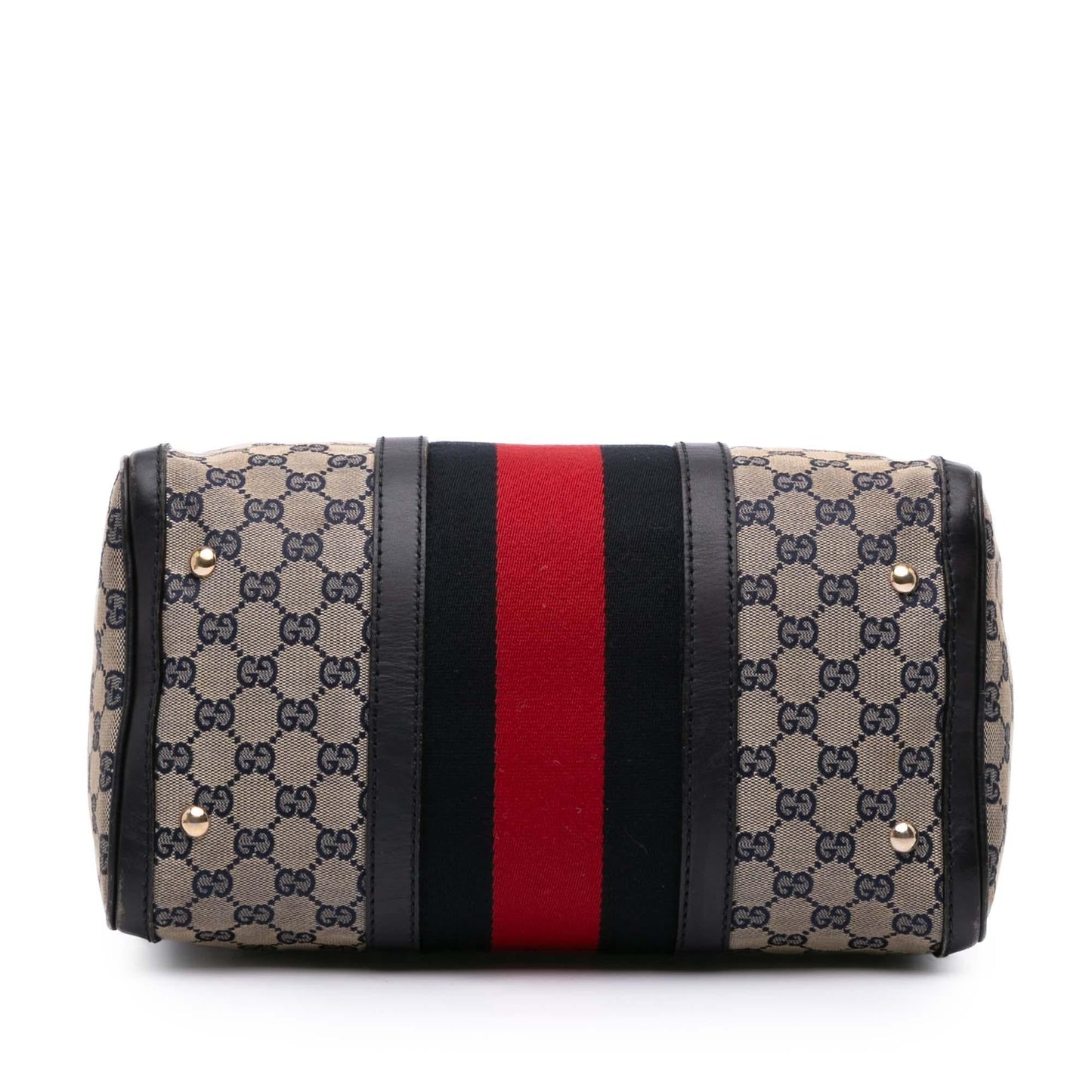 Gucci GG Web Joy Boston Canvas Calf Black Brown Satchel Bag Bag 10