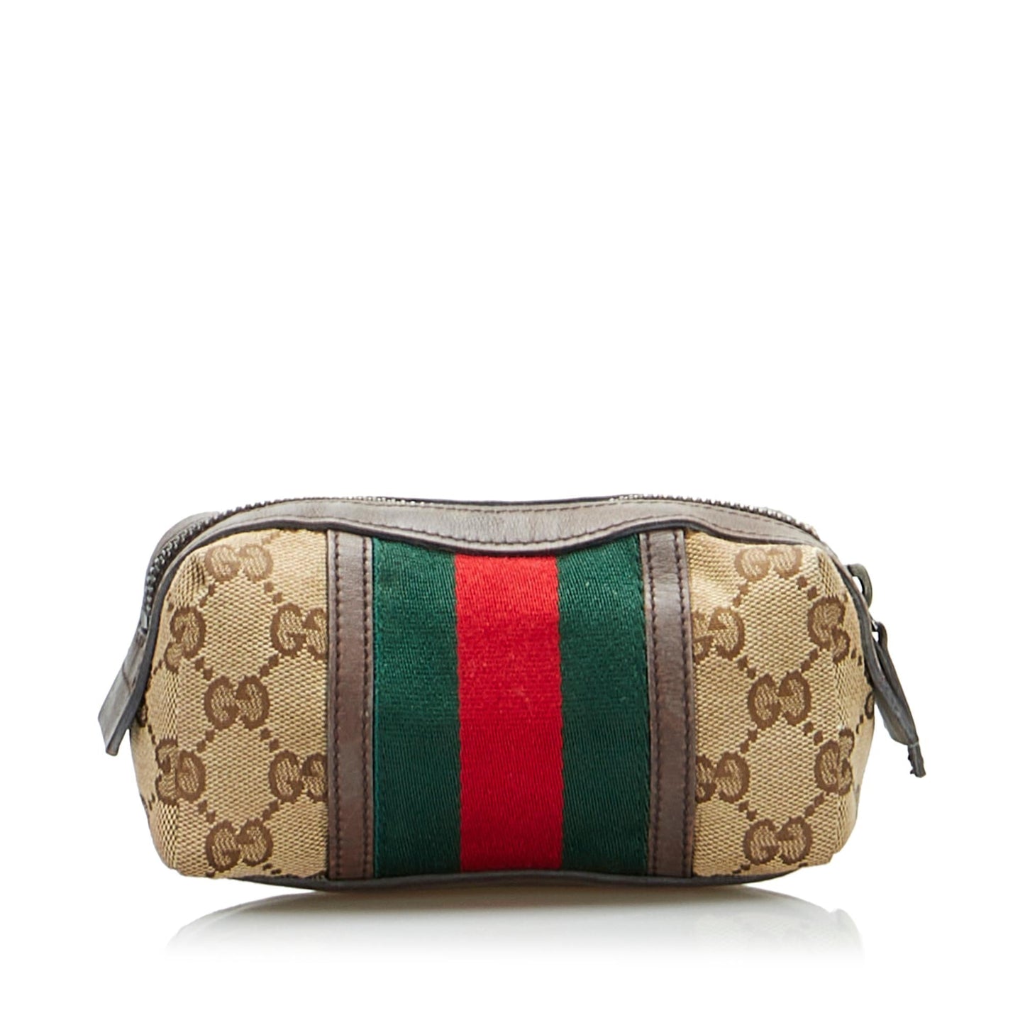 Gucci GG Web Pouch SHG-EoxIeS Canvas Calf Brown Handbag