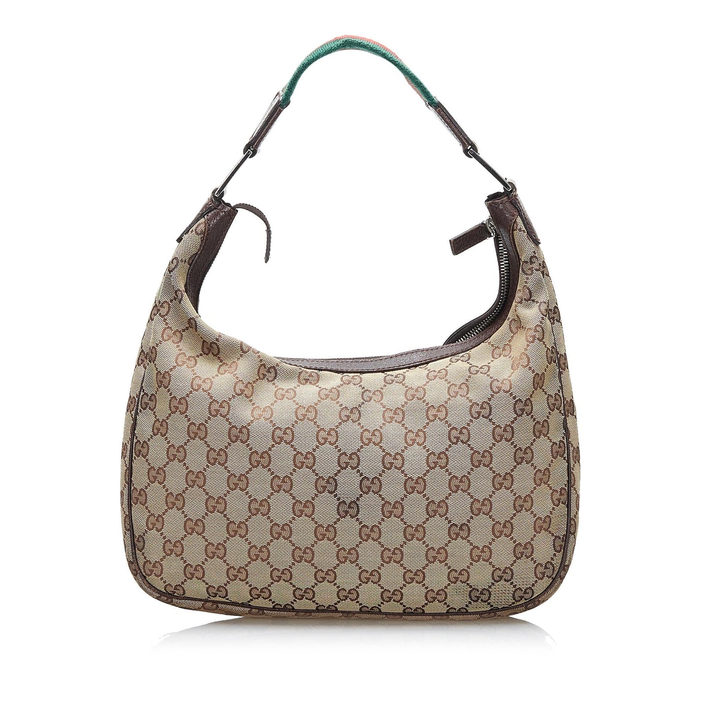 Gucci GG Web SHG-F1ykz7 Canvas Calf Brown Shoulder Bag