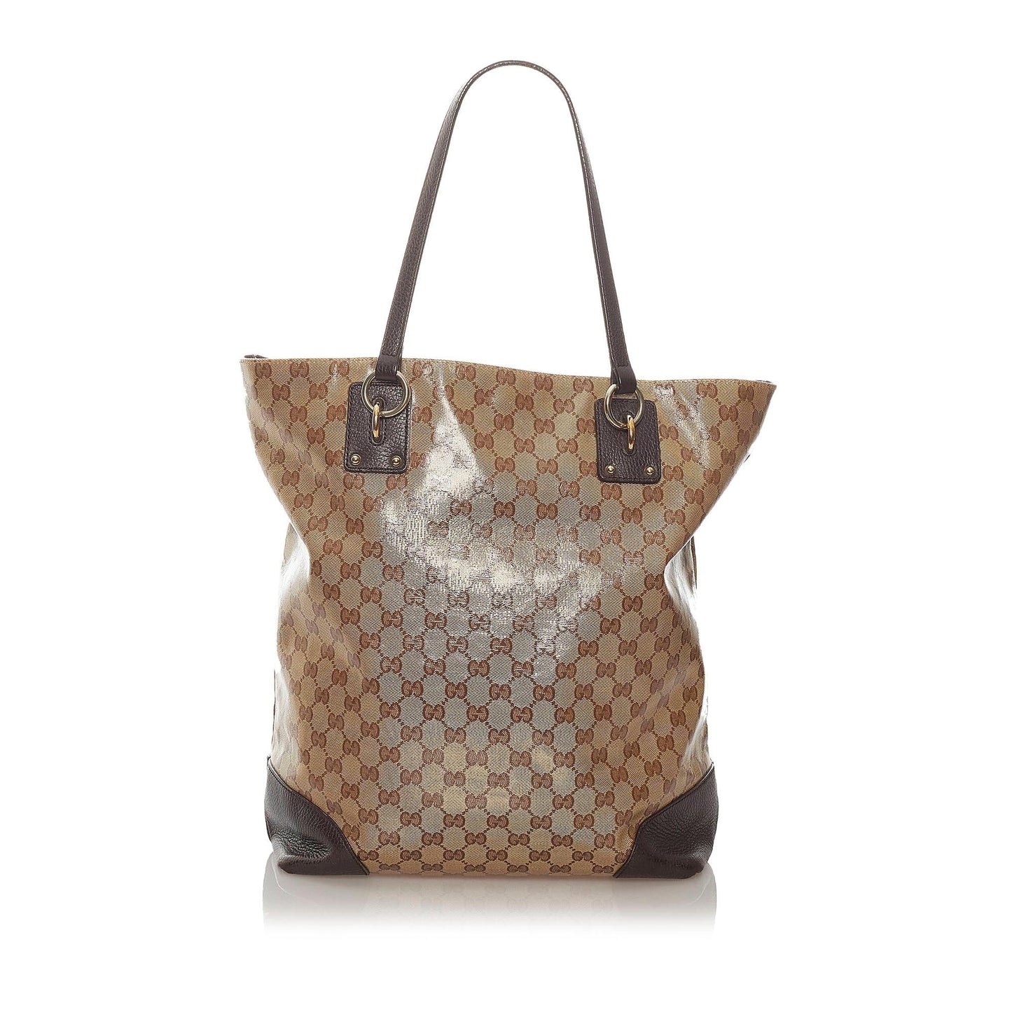Gucci GG Crystal Charm SHG Calf Brown Tote Bag