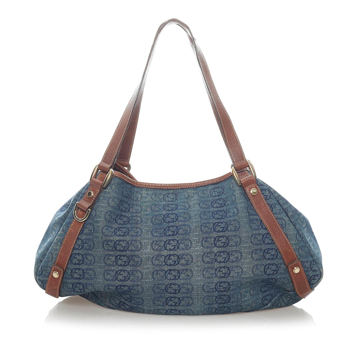 Gucci GG Pelham SHG Denim Brown Blue Tote Bag