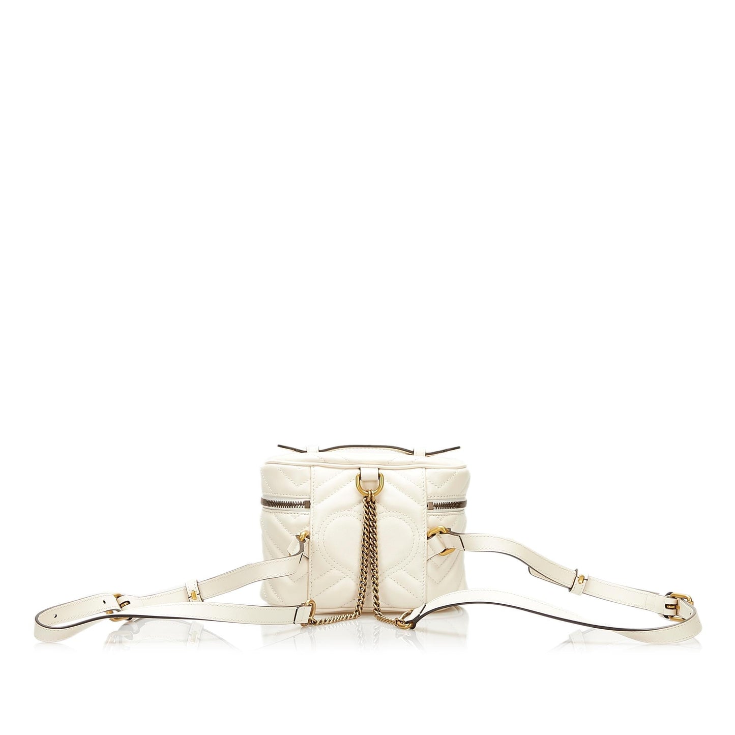 Gucci GG Marmont Round Backpack SHG Calf White
