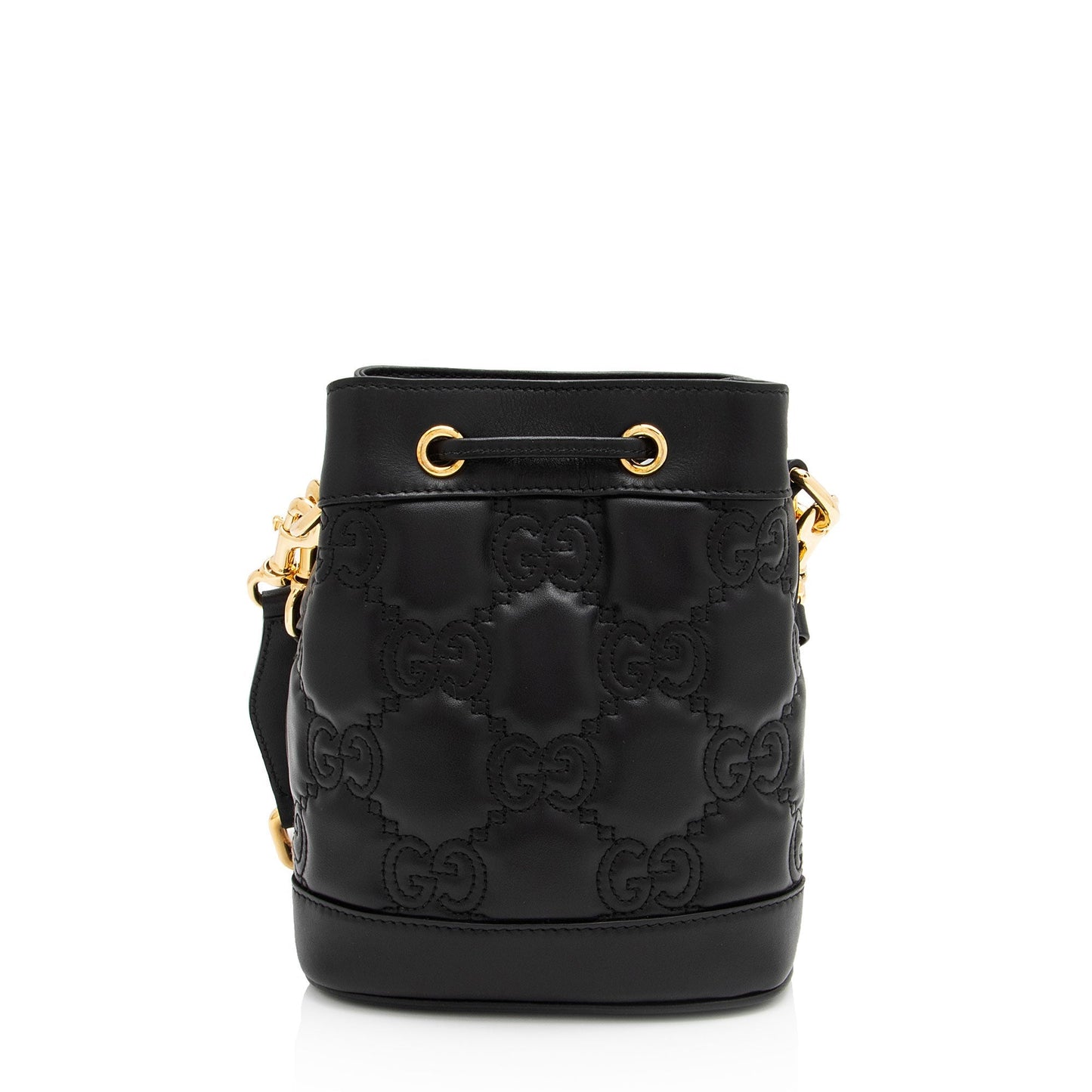 Gucci Jumbo GG Bucket Matelasse Leather Nylon Black Crossbody Bag