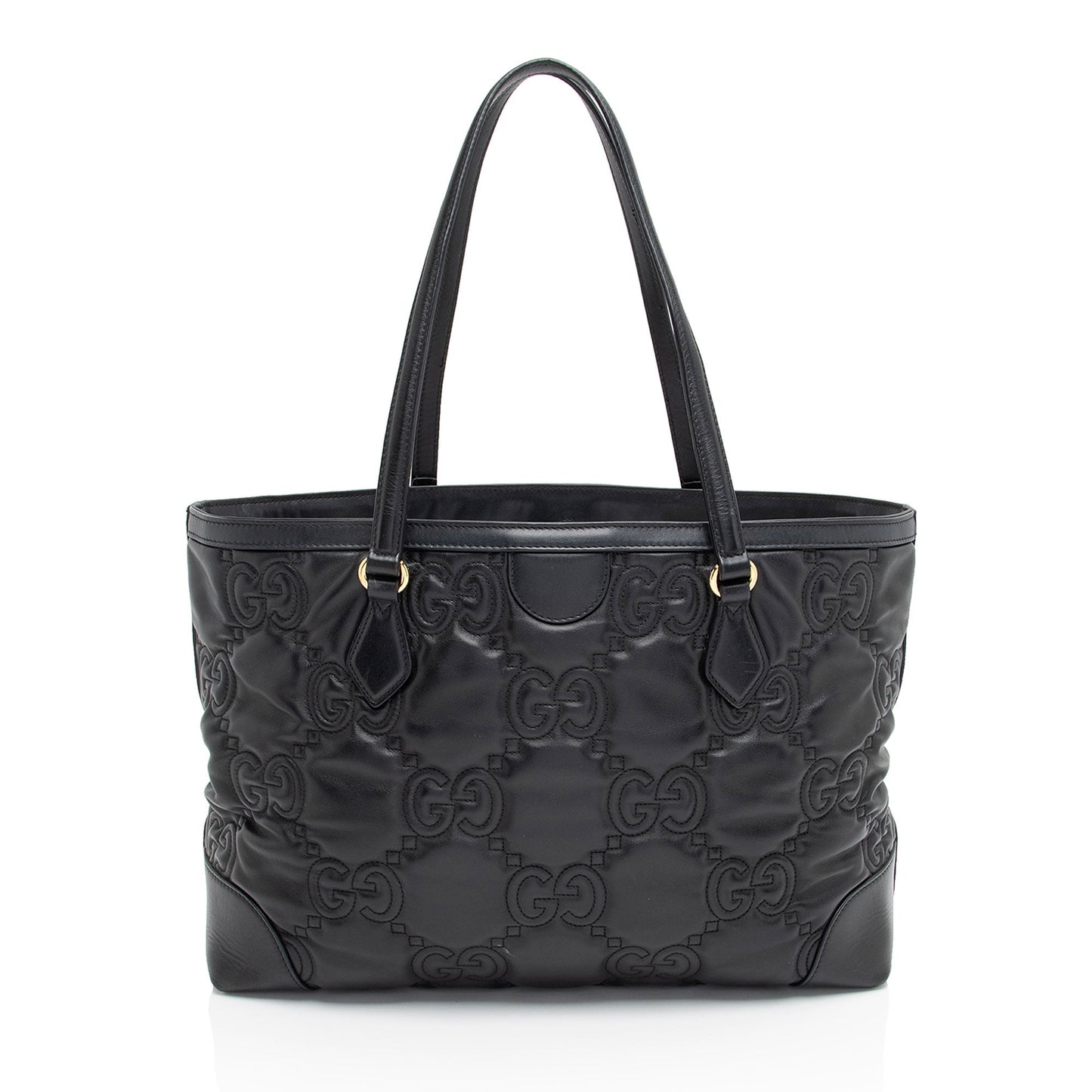 Gucci Jumbo GG SHF-GyLDDY Matelasse Leather Black Medium Tote Bag