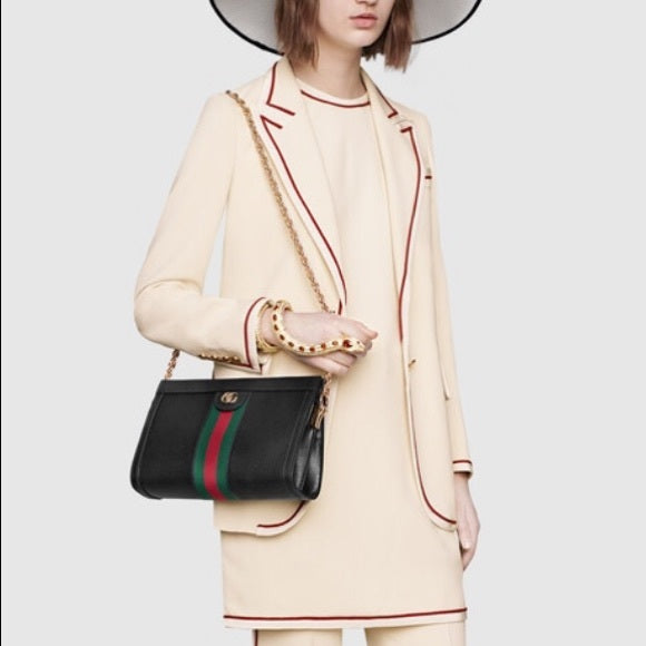 Gucci GG OPHIDIA Leather Small Chain Handbag