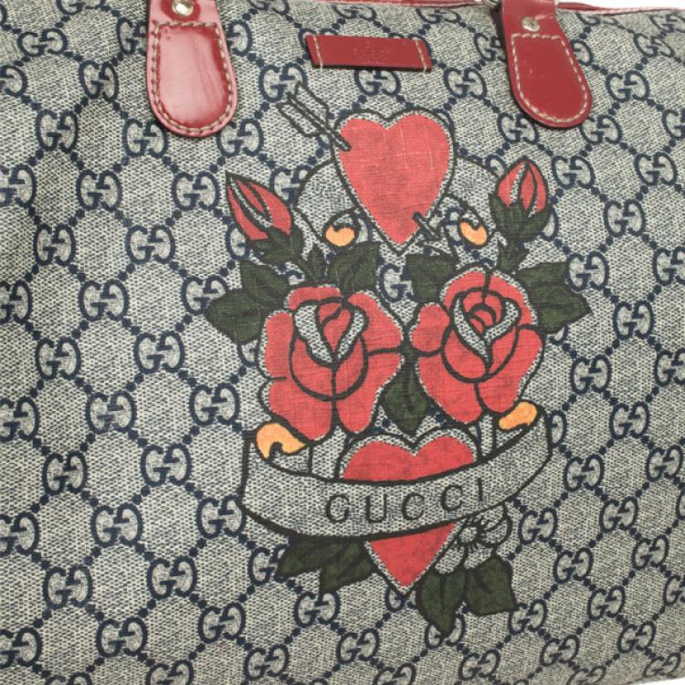 Gucci GG Plus Tattoo Hearts Roses Large Travel Bag