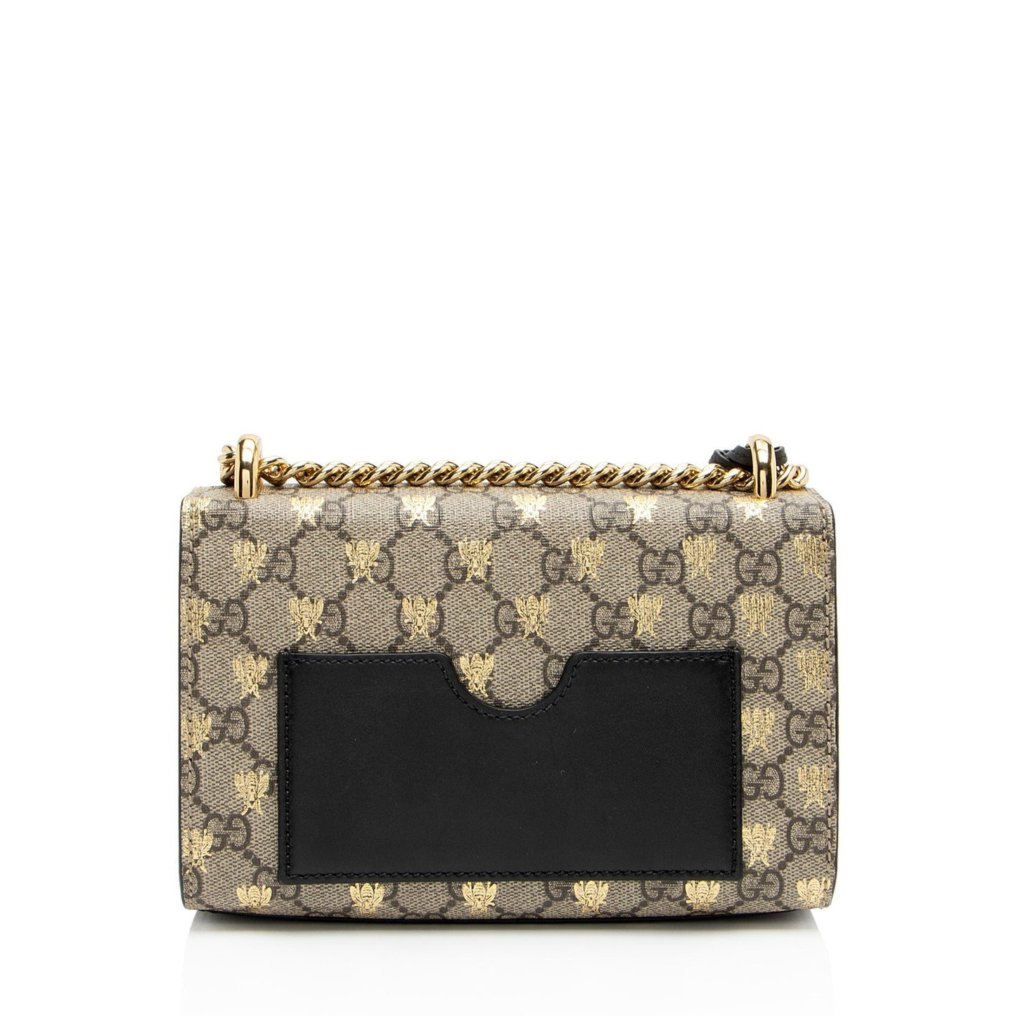 Gucci GG Supreme Bee Padlock Leather Canvas Black Beige Crossbody Bag
