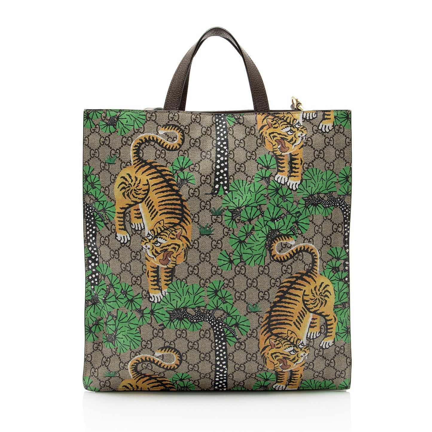 Gucci GG Supreme Bengal Tiger - Leather Canvas Brown Beige Tote Bag
