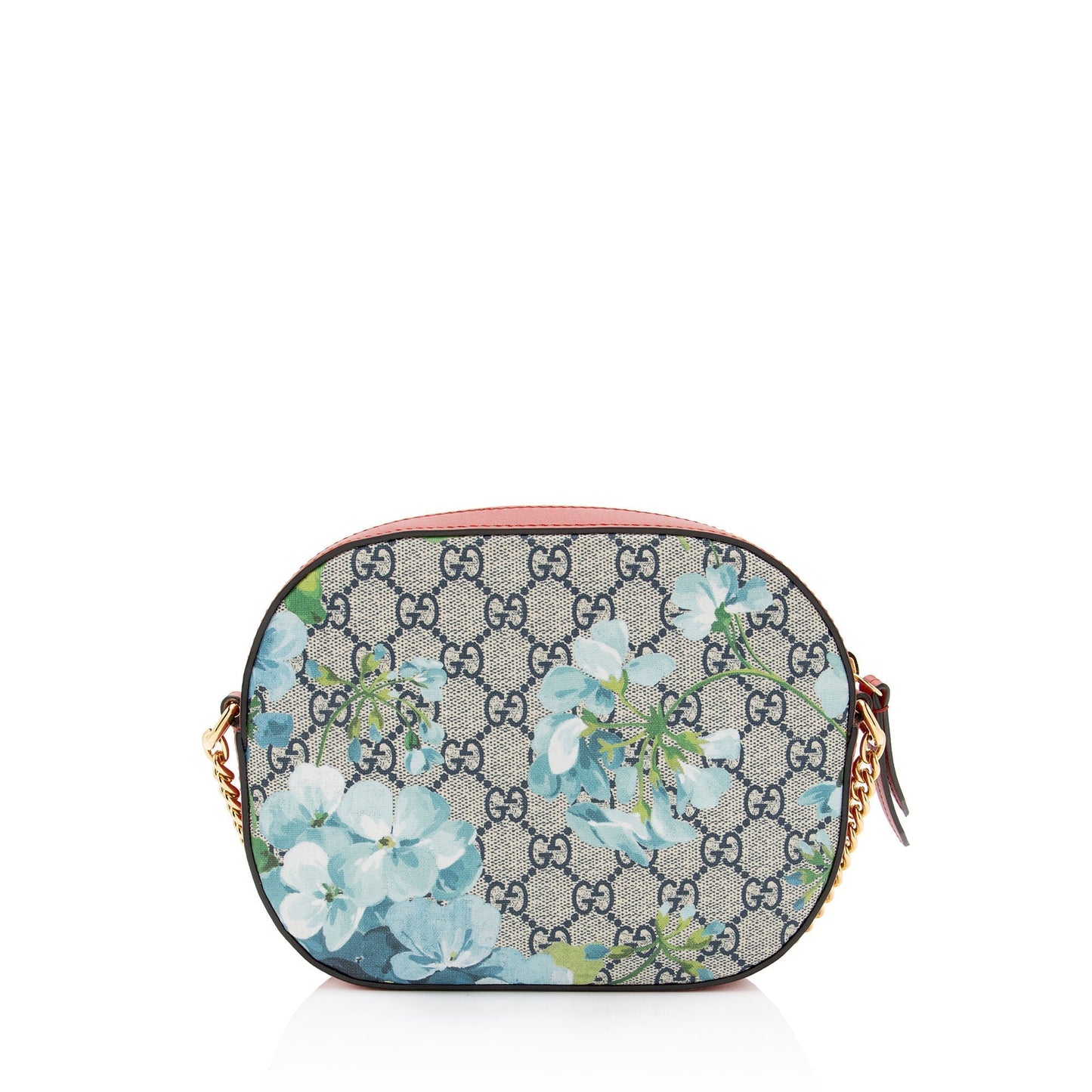 Gucci GG Supreme Blooms Chain Leather Canvas Blue Red Crossbody Bag