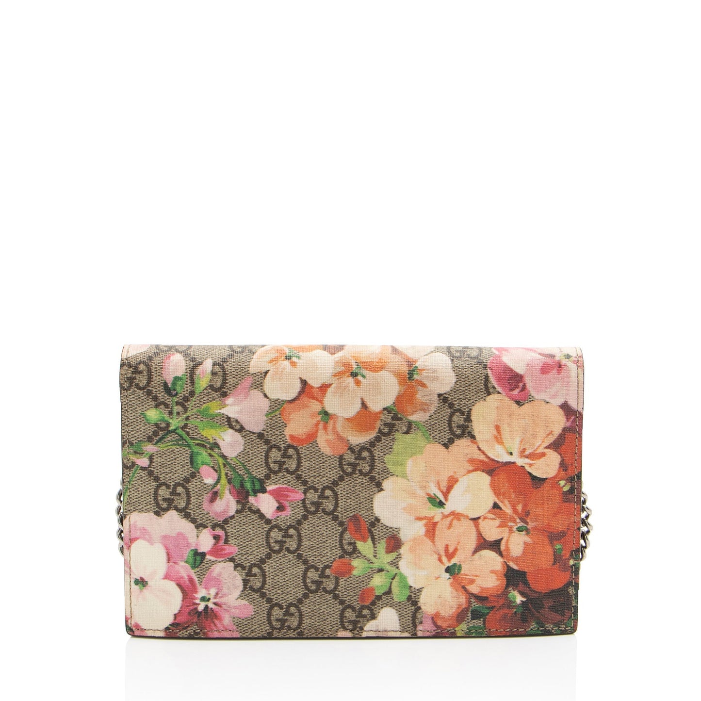 Gucci GG Supreme Blooms Wallet on Leather Canvas Beige Pink Crossbody Bag