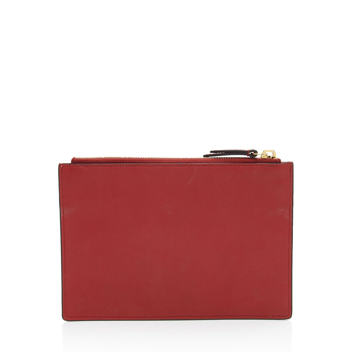 Gucci GG Supreme Blooms Zip Pouch Leather Canvas Beige Blue Clutch Bag