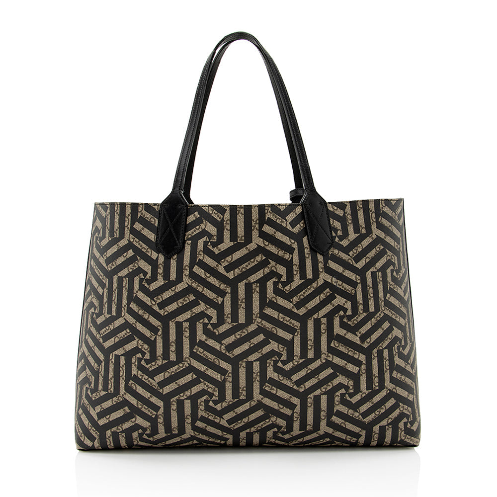 Gucci GG Supreme Caleido Reversible SHF Canvas Black Beige Medium Tote Bag