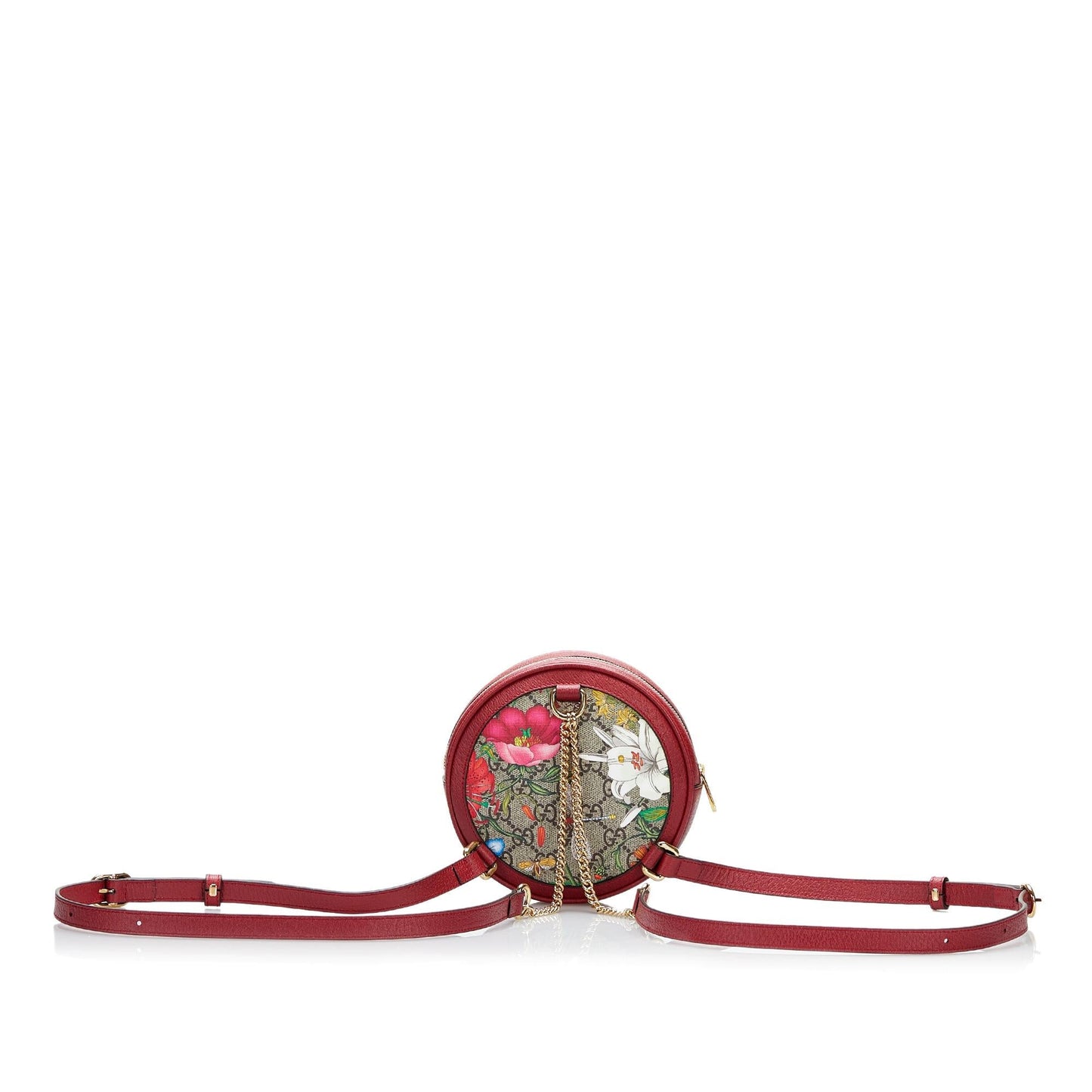 Gucci GG Supreme Flora Ophidia Round Canvas Red Backpack Shg Sa7Zlw