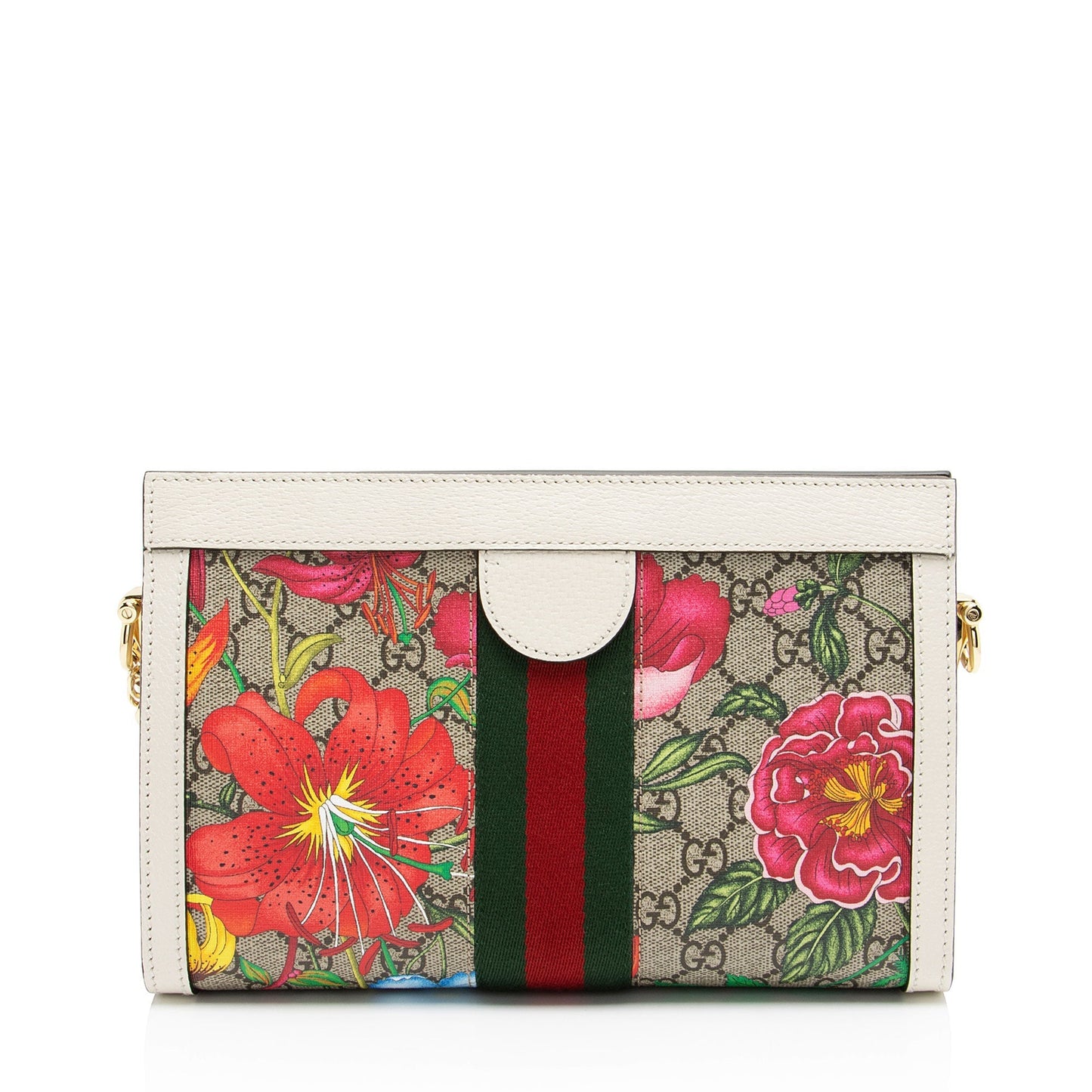 Gucci GG Supreme Flora Ophidia Leather Canvas Nylon White Shoulder Bag Shoulder Bag