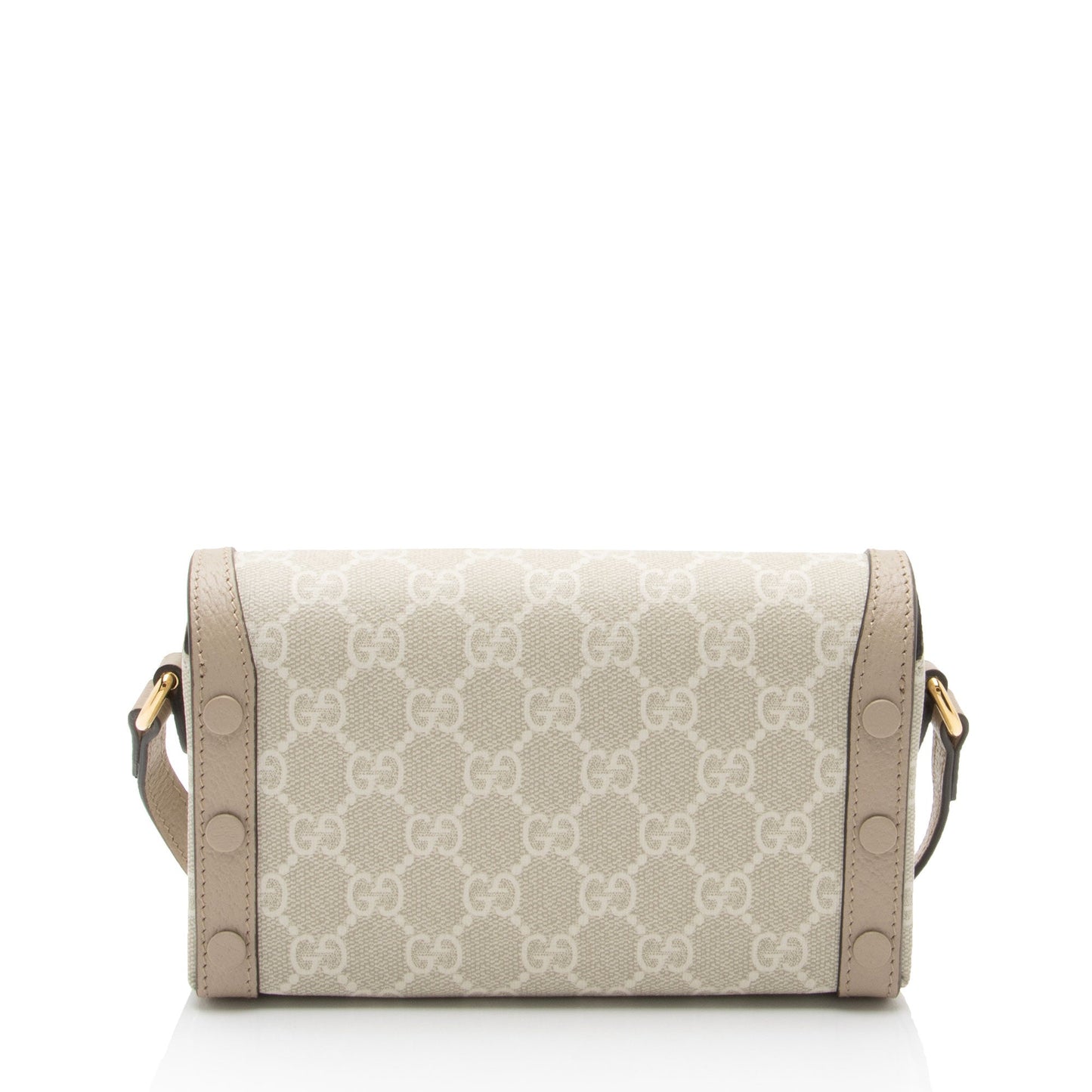 Gucci GG Supreme Horsebit SHF-FQ4V0d Leather Canvas Beige Mini Crossbody Bag