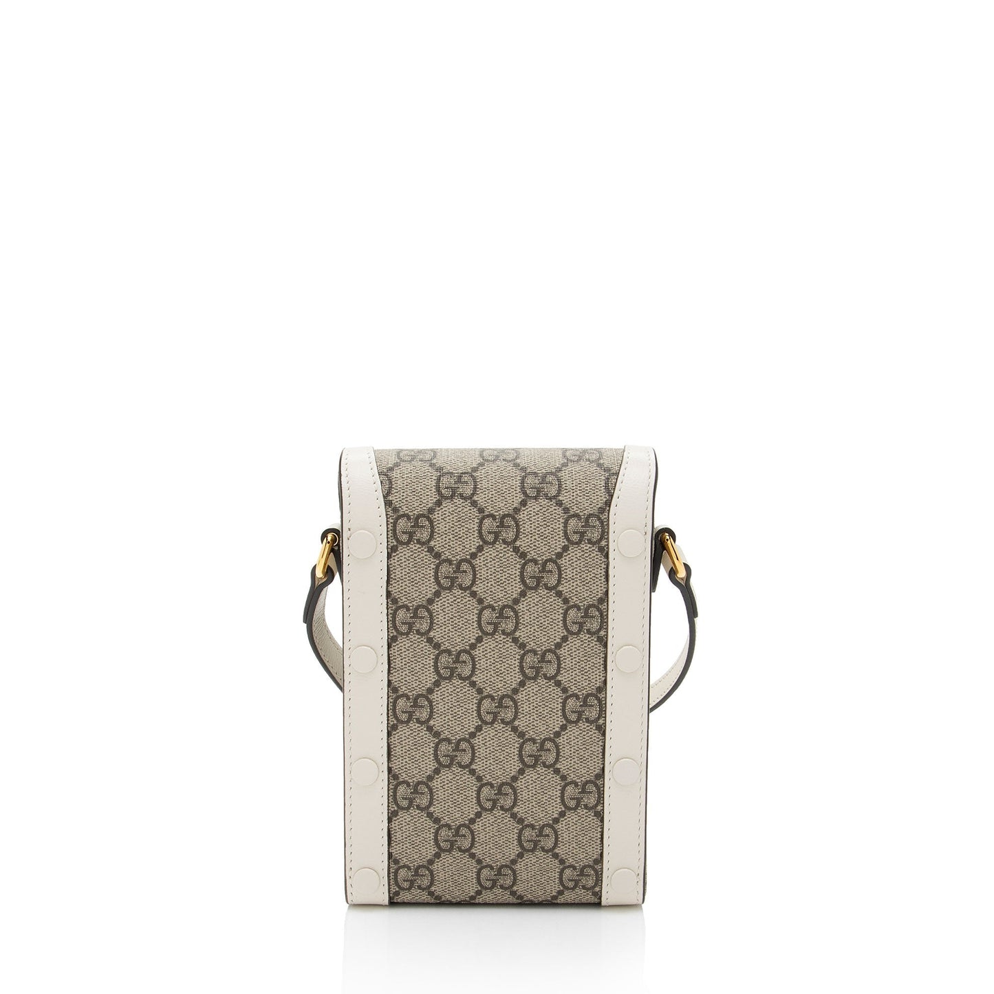 Gucci GG Supreme Horsebit Vertical SHF-eO3rqs Leather Canvas White Beige Crossbody Bag
