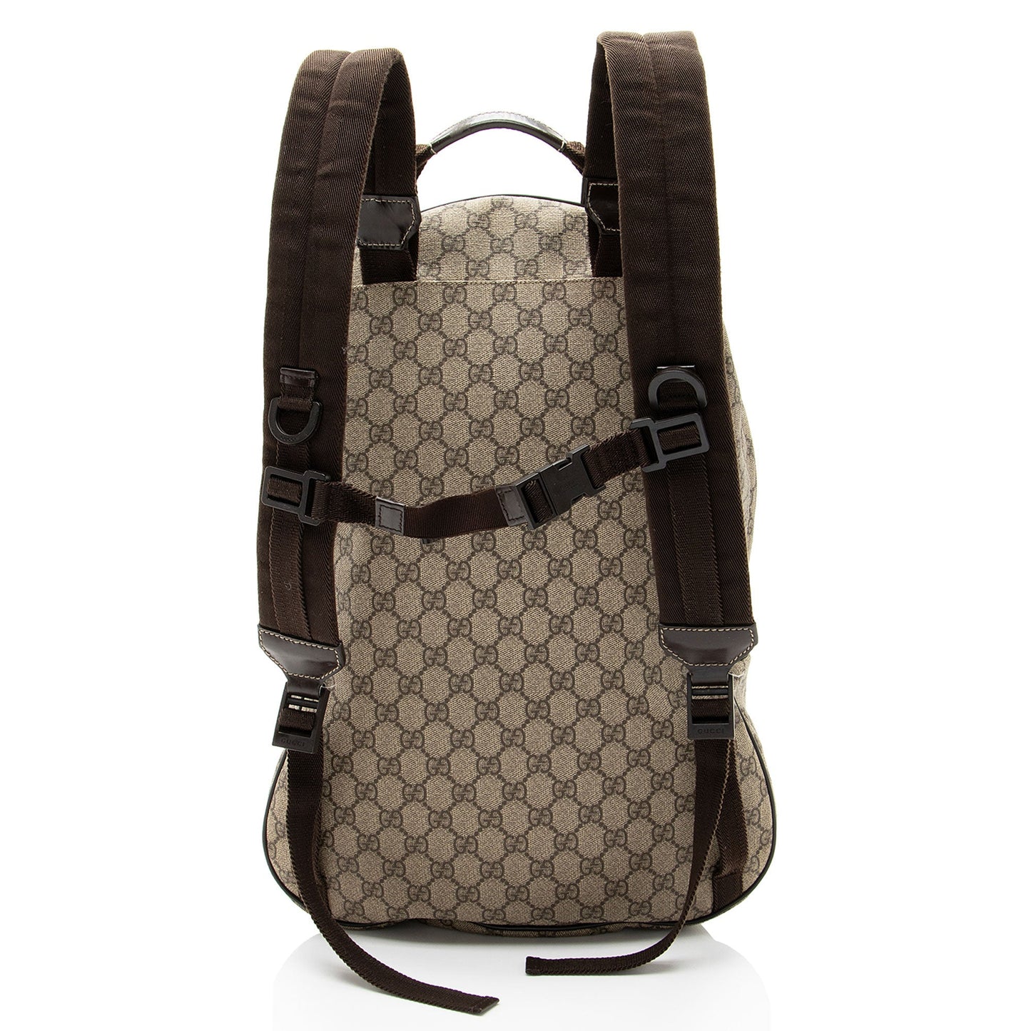 Gucci GG Supreme Interlocking G Backpack Leather Canvas Nylon Brown Shoulder Bag Shf Pflgnl