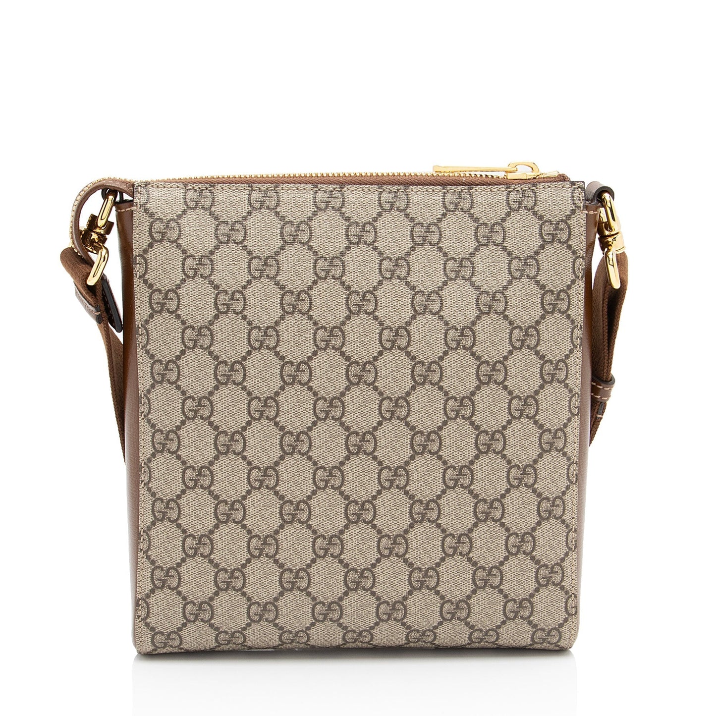Gucci GG Supreme Interlocking G Messenger Leather Canvas Nylon Brown Shoulder Bag Shf Xfbd7L