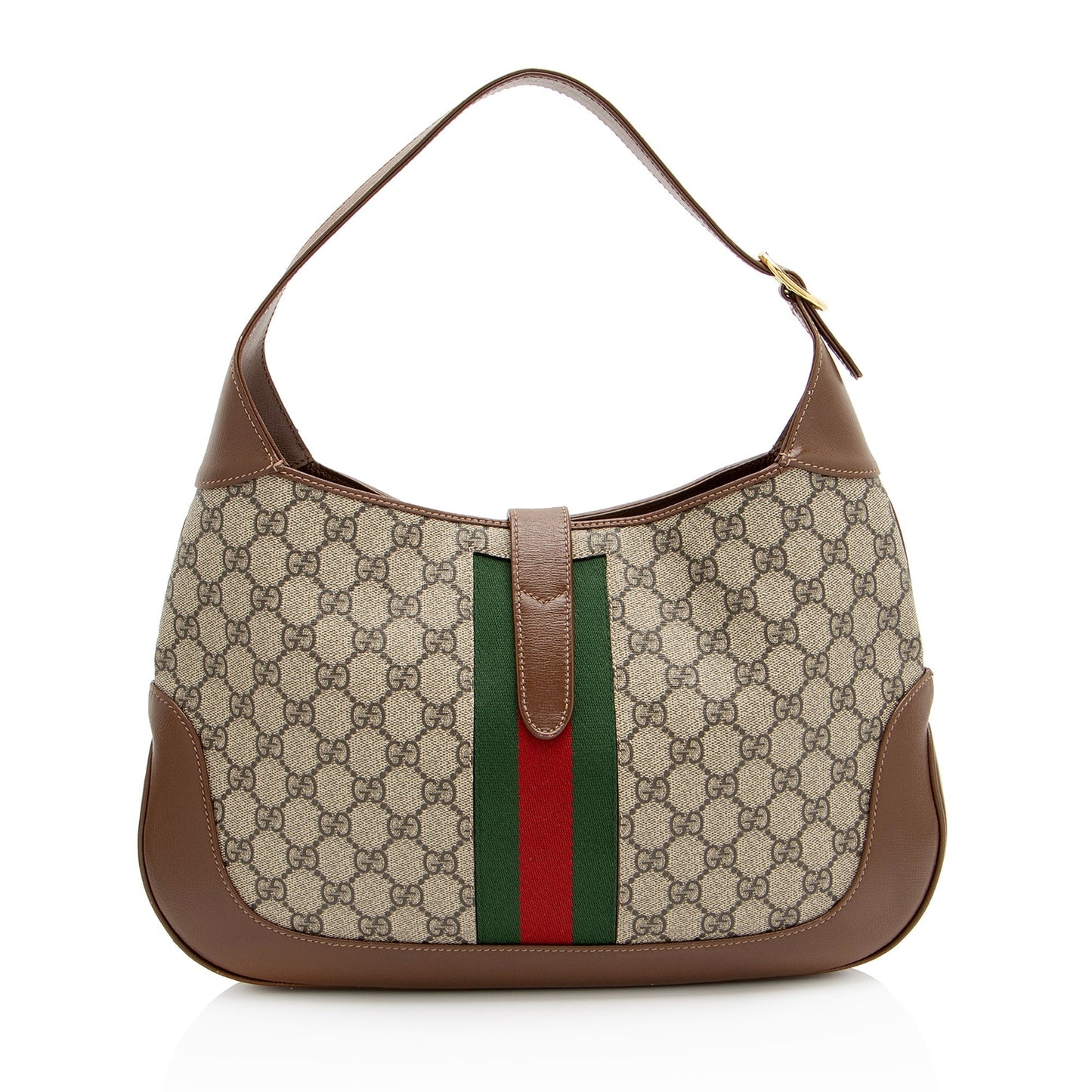 Gucci GG Supreme Jackie SHF-YrD4dP Leather Canvas Nylon Brown Shoulder Bag