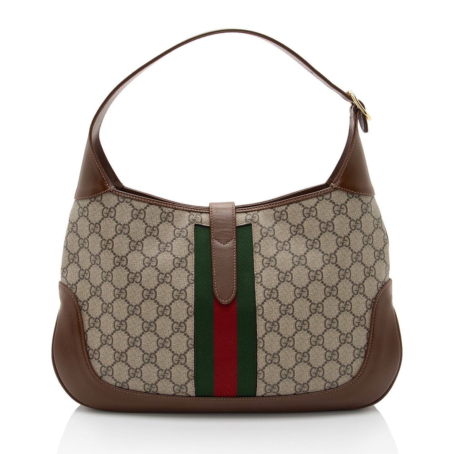Gucci GG Supreme Jackie SHF-2WApCL Leather Canvas Brown Beige Crossbody Bag