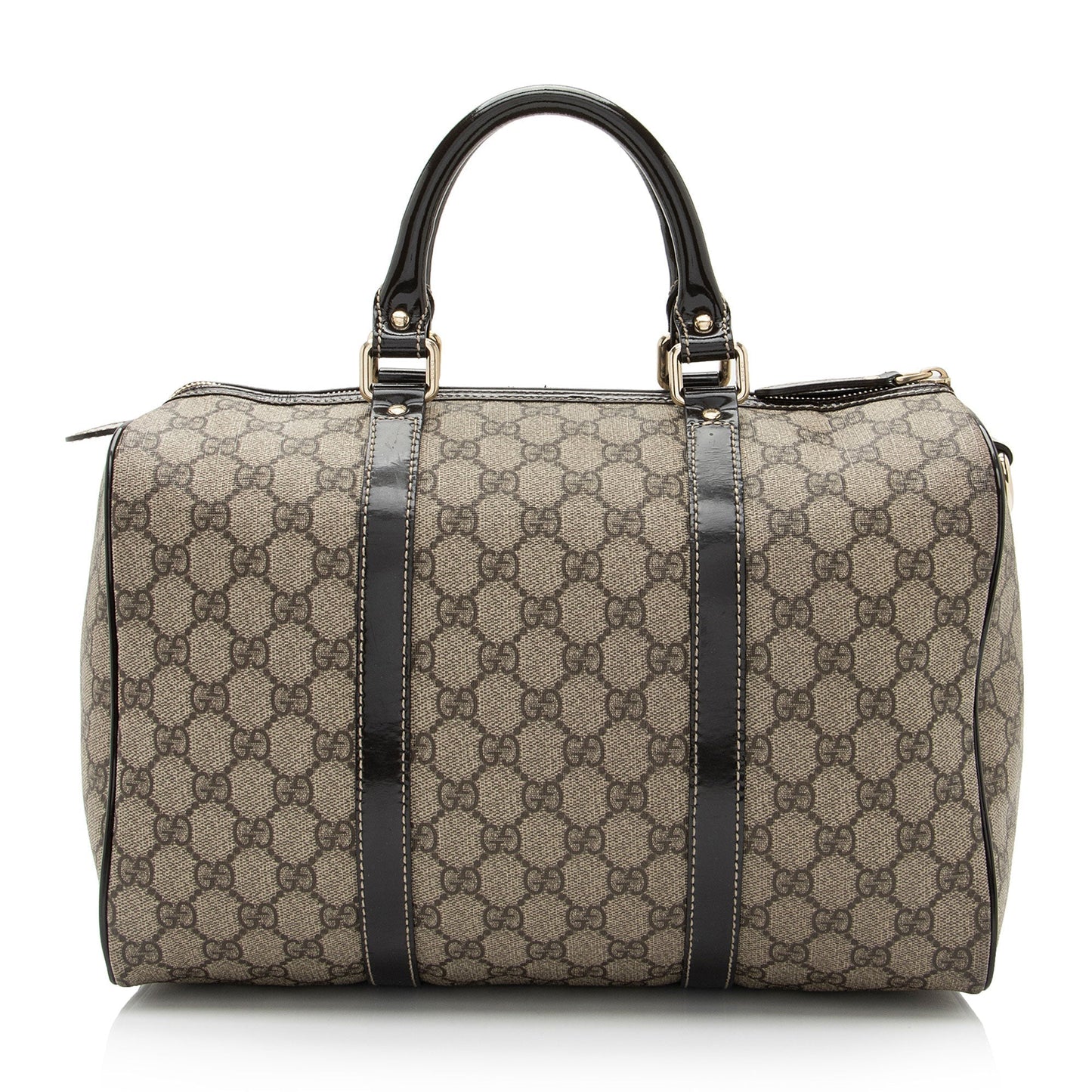 Gucci GG Supreme Joy Boston SHF-AS5z94 Leather Canvas Patent Brown Satchel Bag