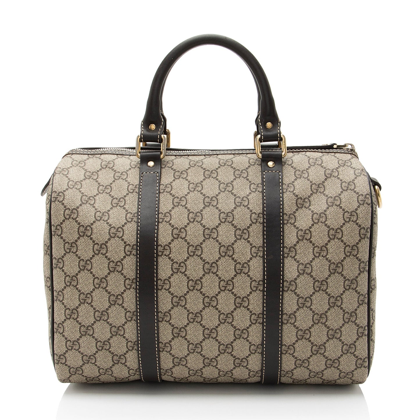 Gucci GG Supreme Joy Boston Leather Canvas Brown Beige Satchel Bag