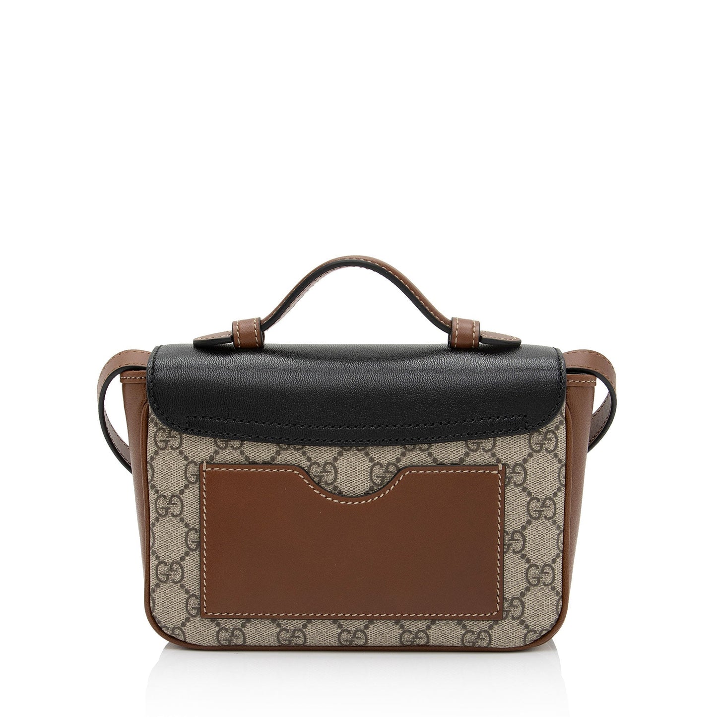Gucci GG Supreme Padlock SHF-C1X2QZ Leather Canvas Black Brown Crossbody Bag