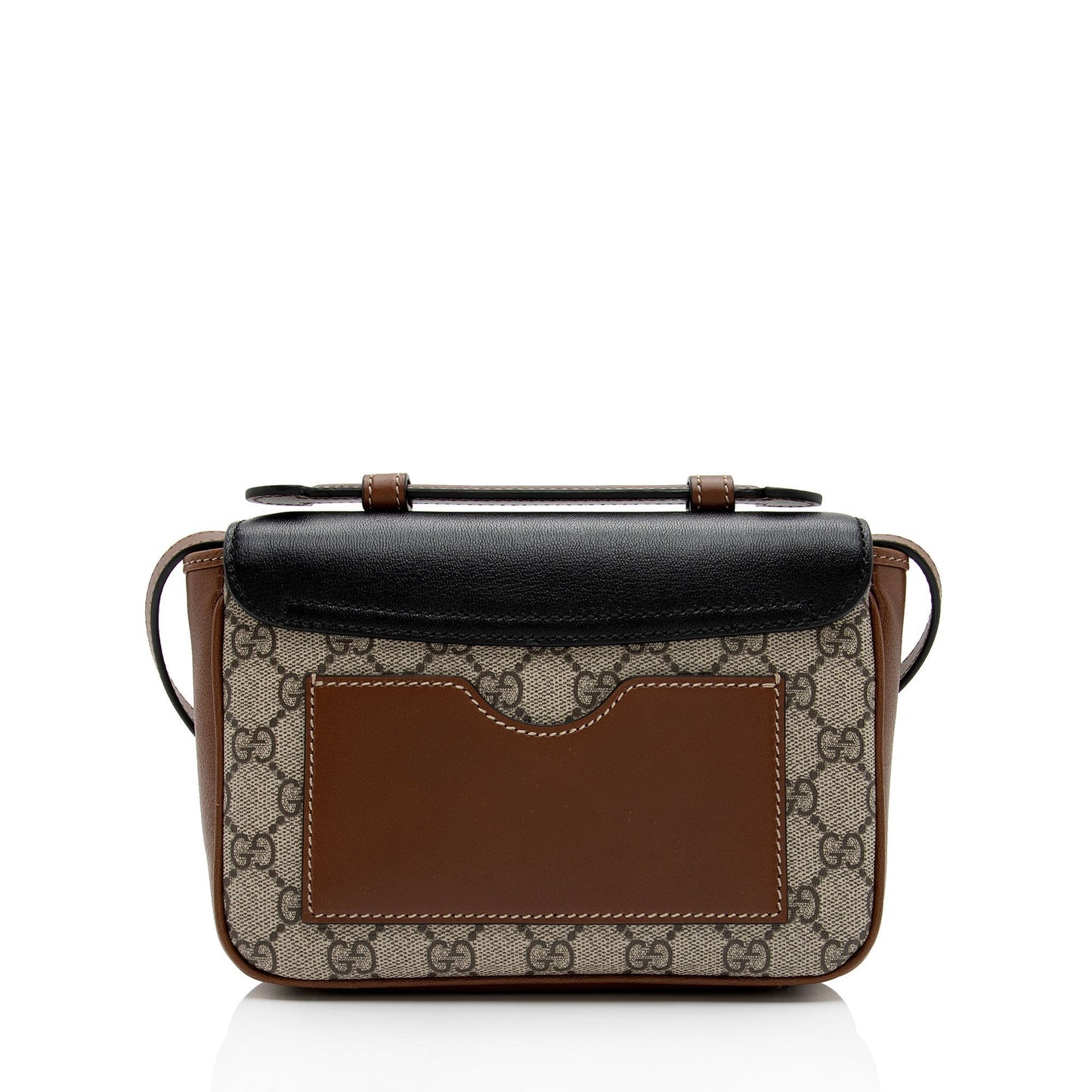 Gucci GG Supreme Padlock SHF-xCSti7 Leather Canvas Black Brown Crossbody Bag