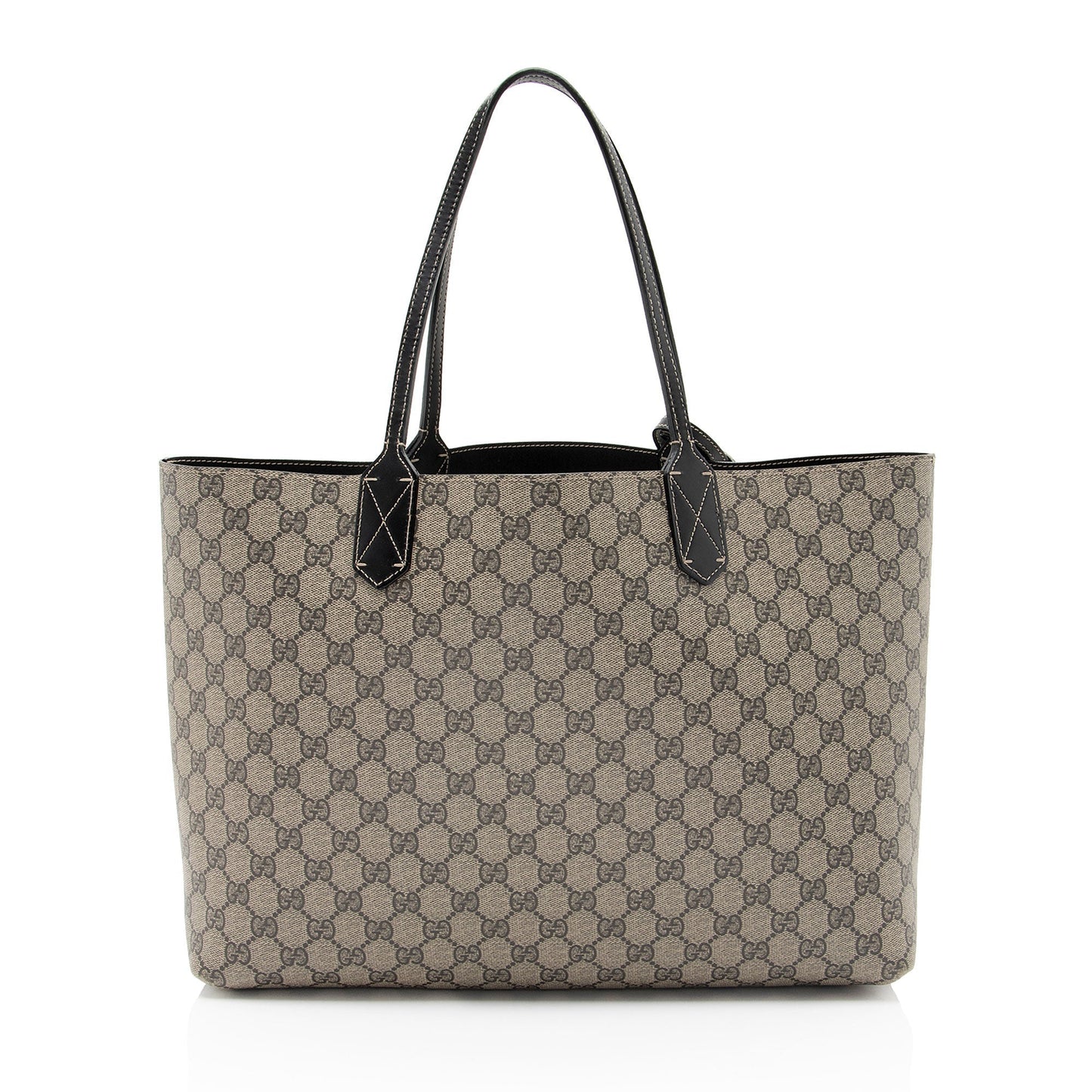 Gucci GG Supreme Reversible SHF-qx6Yn5 Leather Canvas Black Brown Tote Bag
