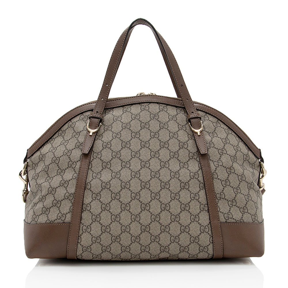 Gucci GG Supreme Nice SHF Leather Canvas Beige Medium Satchel Bag