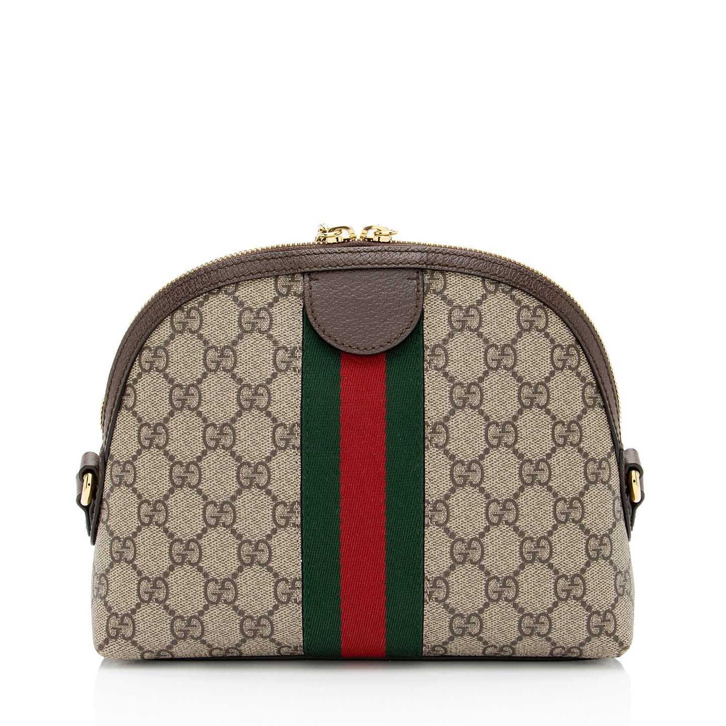 Gucci GG Supreme Ophidia Dome Leather Nylon Brown Beige Crossbody Bag