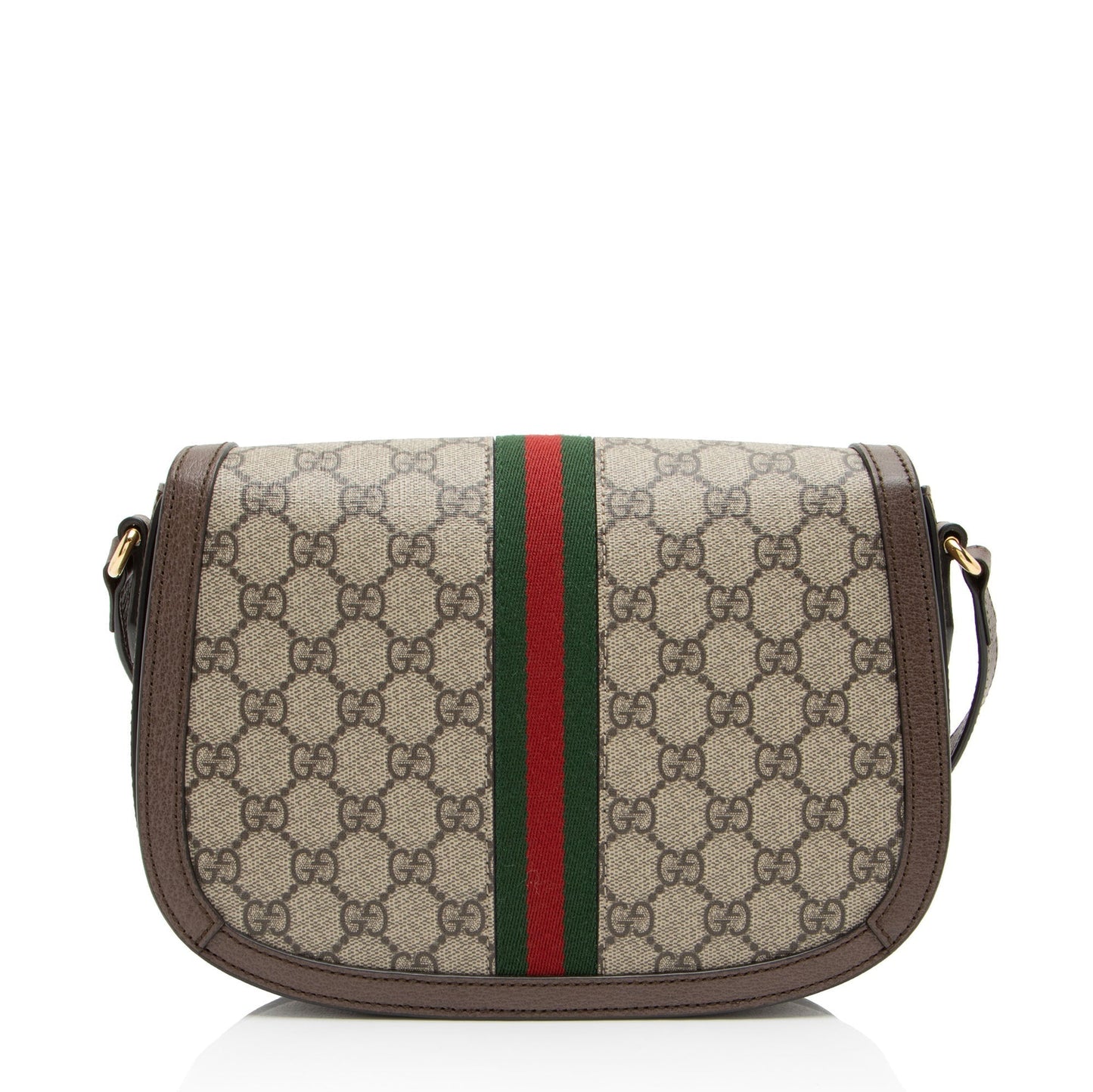 Gucci GG Supreme Ophidia Flap Messenger Leather Canvas Nylon Brown Shoulder Bag
