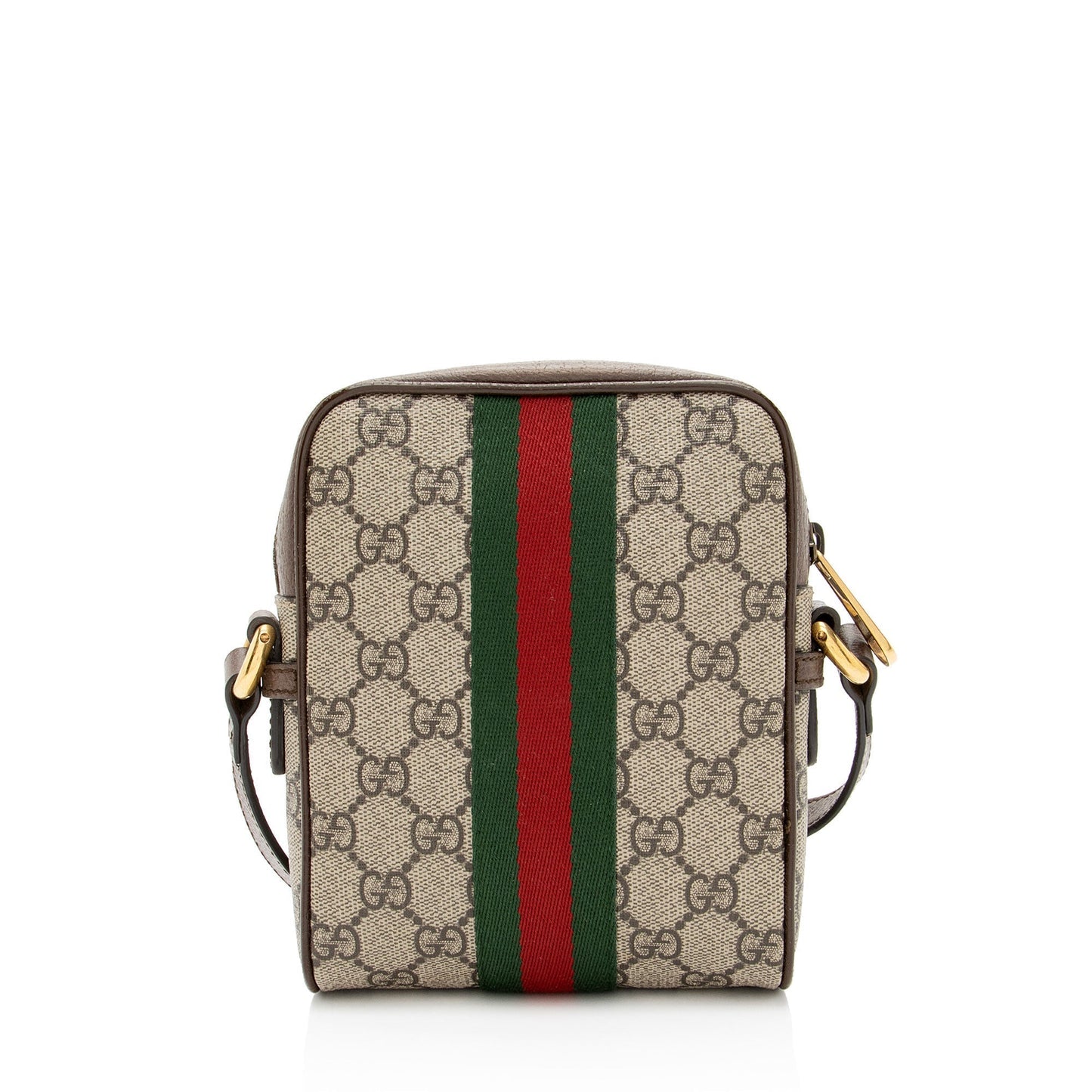 Gucci GG Supreme Ophidia Messenger Leather Canvas Nylon Brown Shoulder Bag Mini Messenger