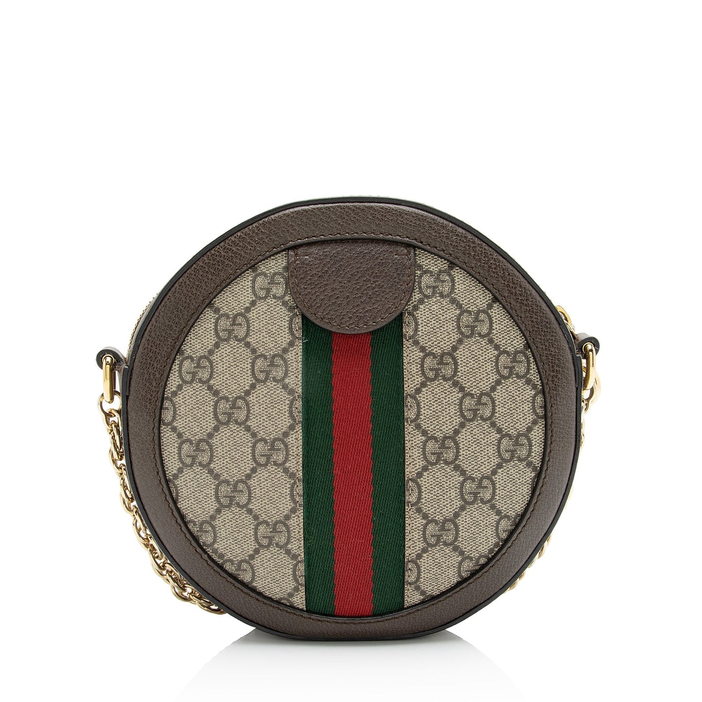 Gucci GG Supreme Ophidia Round SHF Leather Canvas Nylon Brown Crossbody Bag Bag Shf