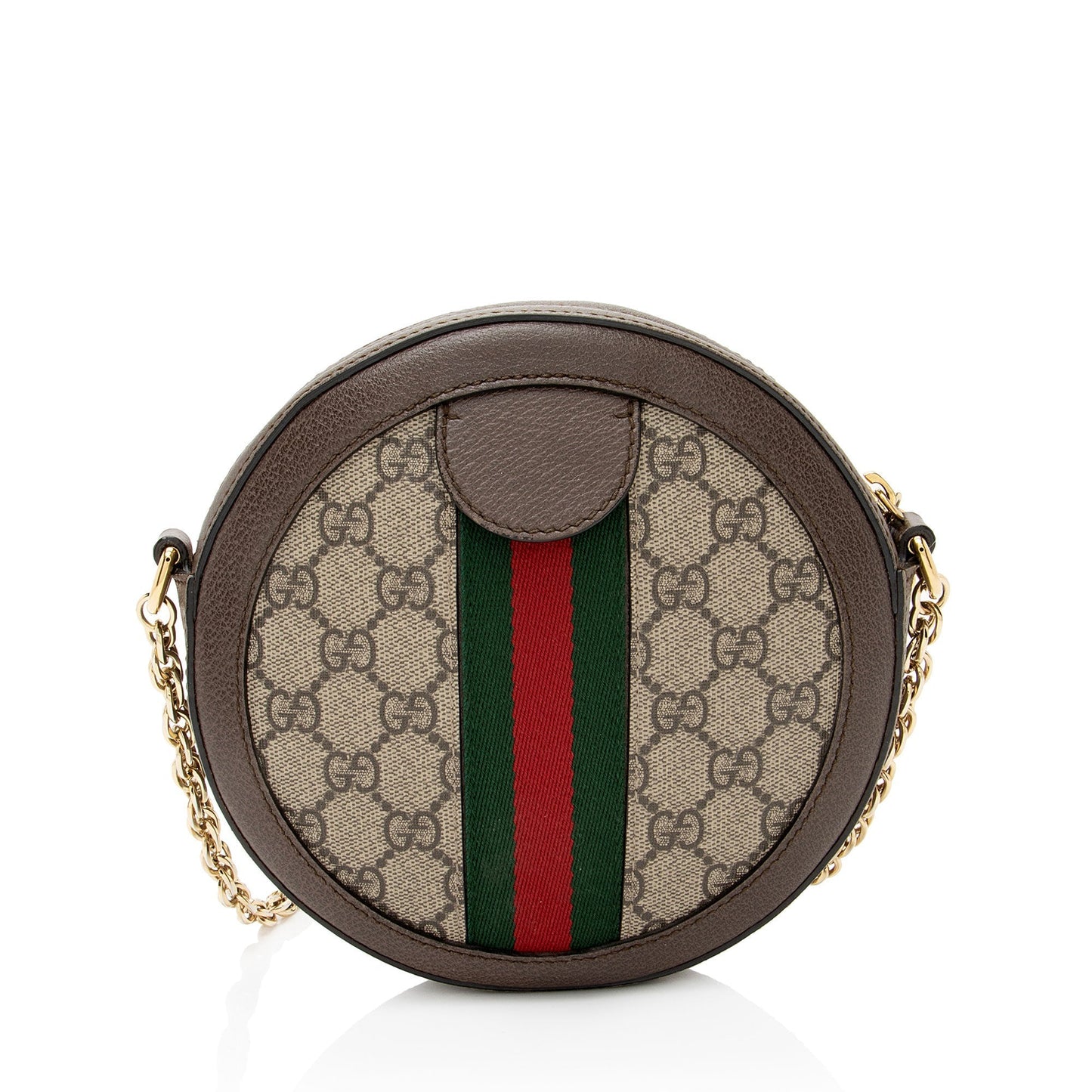 Gucci GG Supreme Ophidia Round Leather Canvas Nylon Beige Crossbody Bag