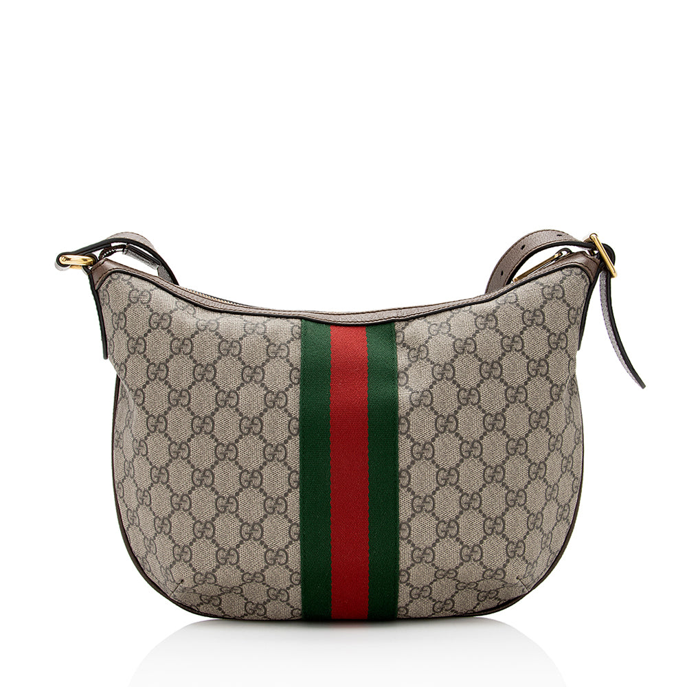 Gucci GG Supreme Ophidia SHF Leather Canvas Nylon Beige Crossbody Bag