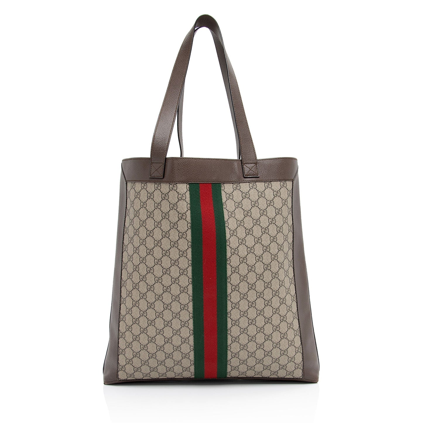 Gucci GG Supreme Ophidia Soft Vertical Leather Canvas Nylon Brown Tote Bag Shf Hksf8C
